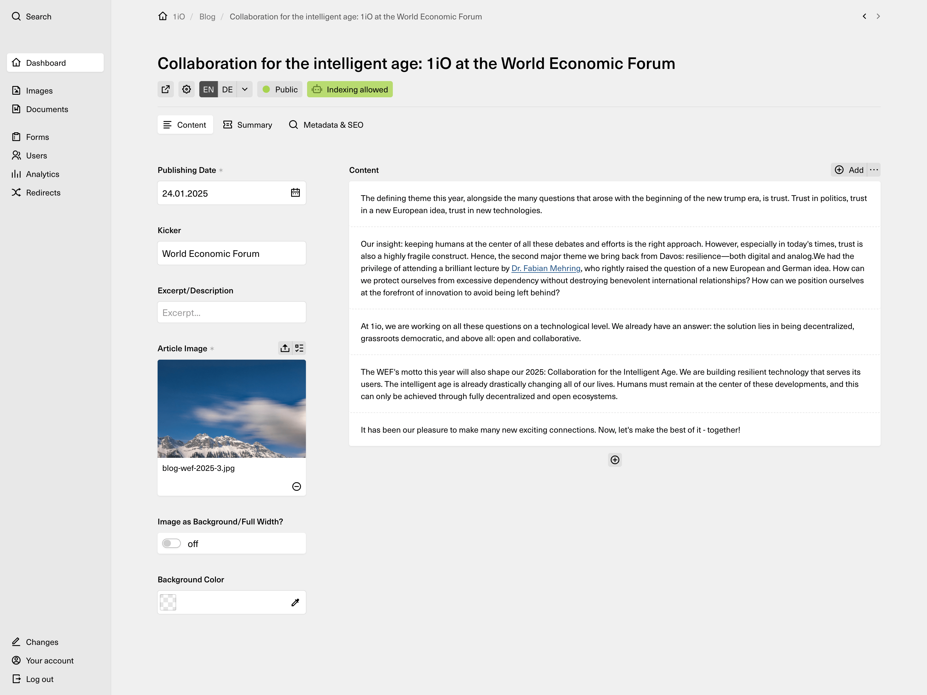Panel screenshot of 1io.com