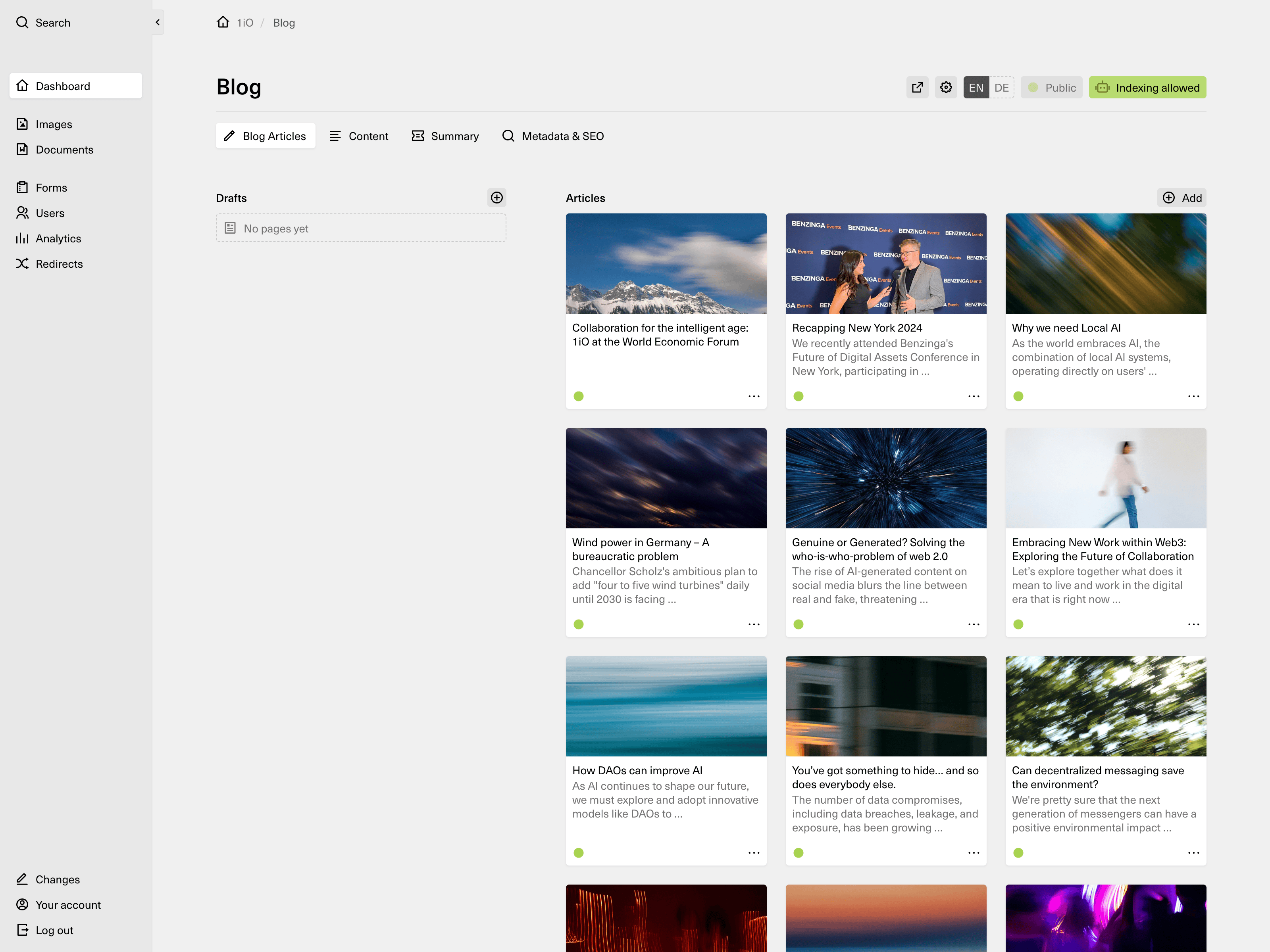 Panel screenshot of 1io.com