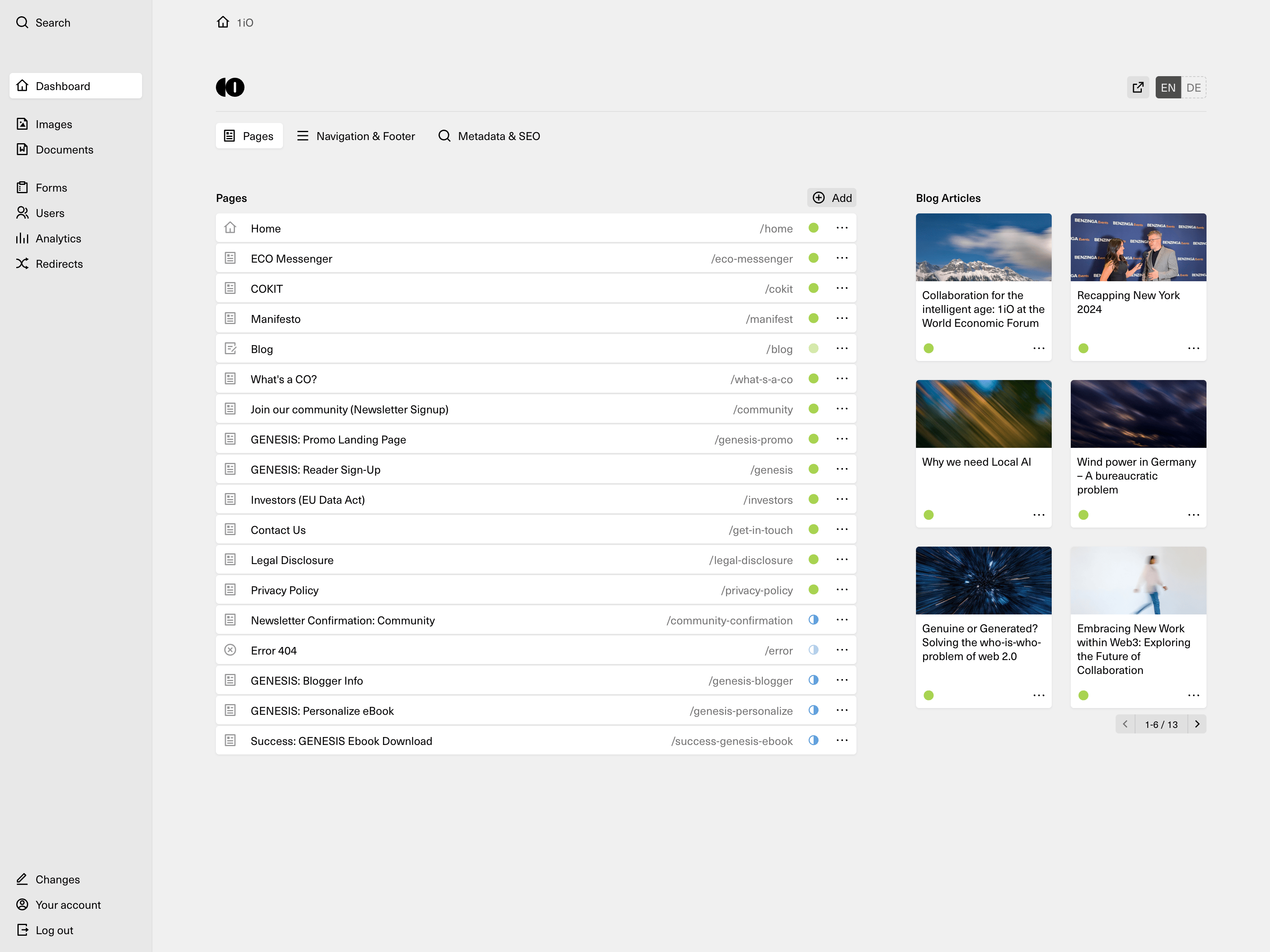 Panel screenshot of 1io.com