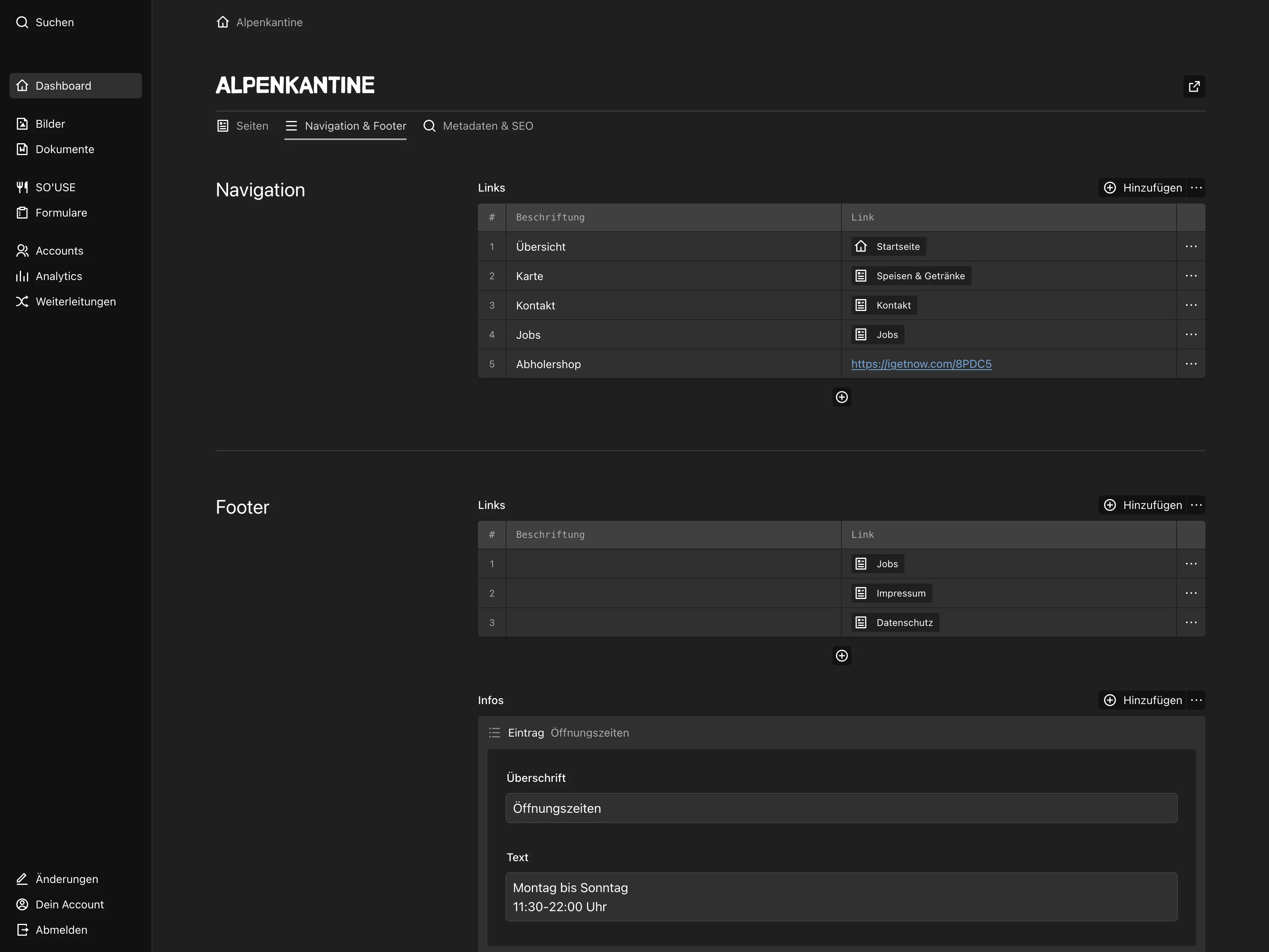 Panel screenshot of alpenkantine.de