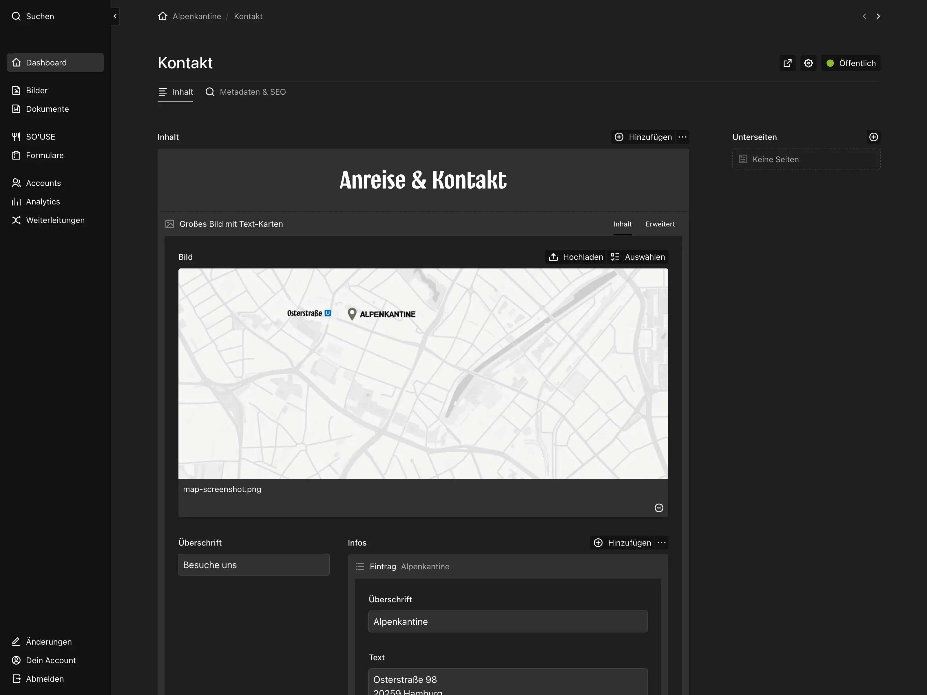 Panel screenshot of alpenkantine.de