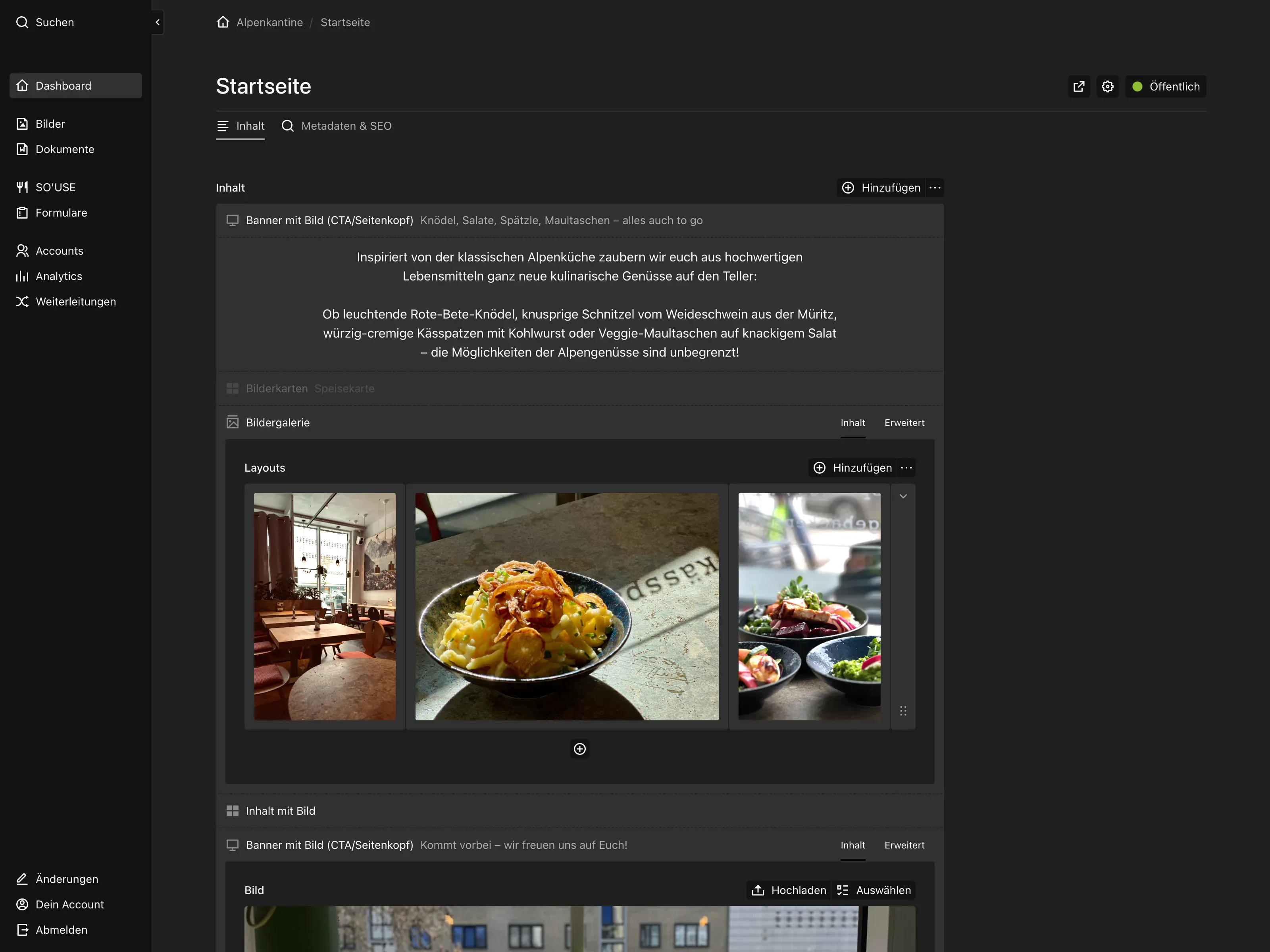 Panel screenshot of alpenkantine.de