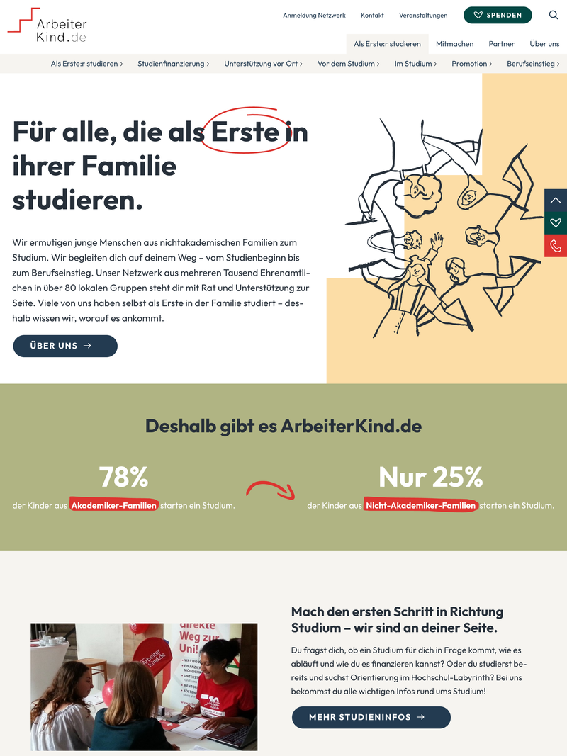 Screenshot of arbeiterkind.de