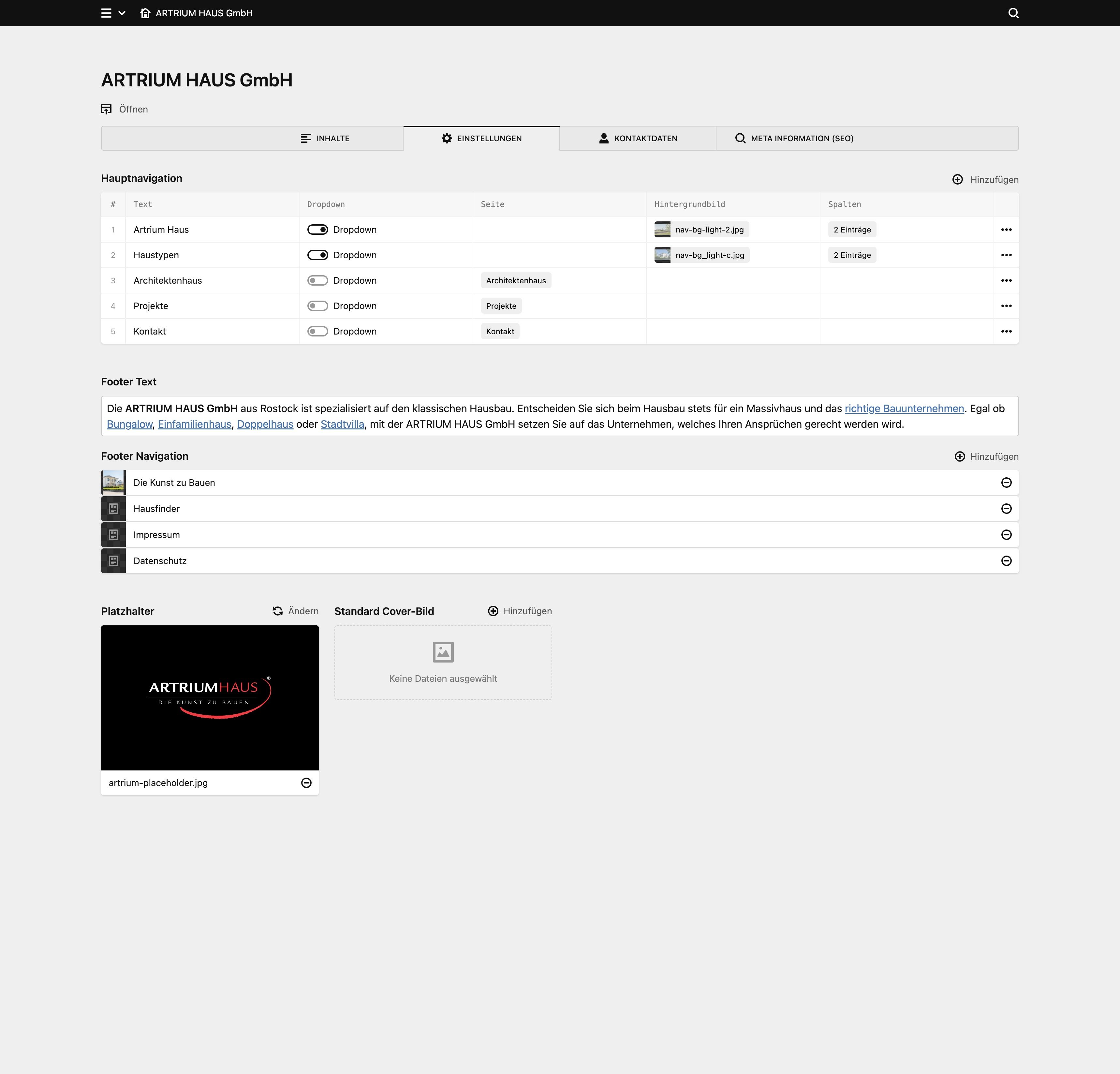 Panel screenshot of artrium-haus.de