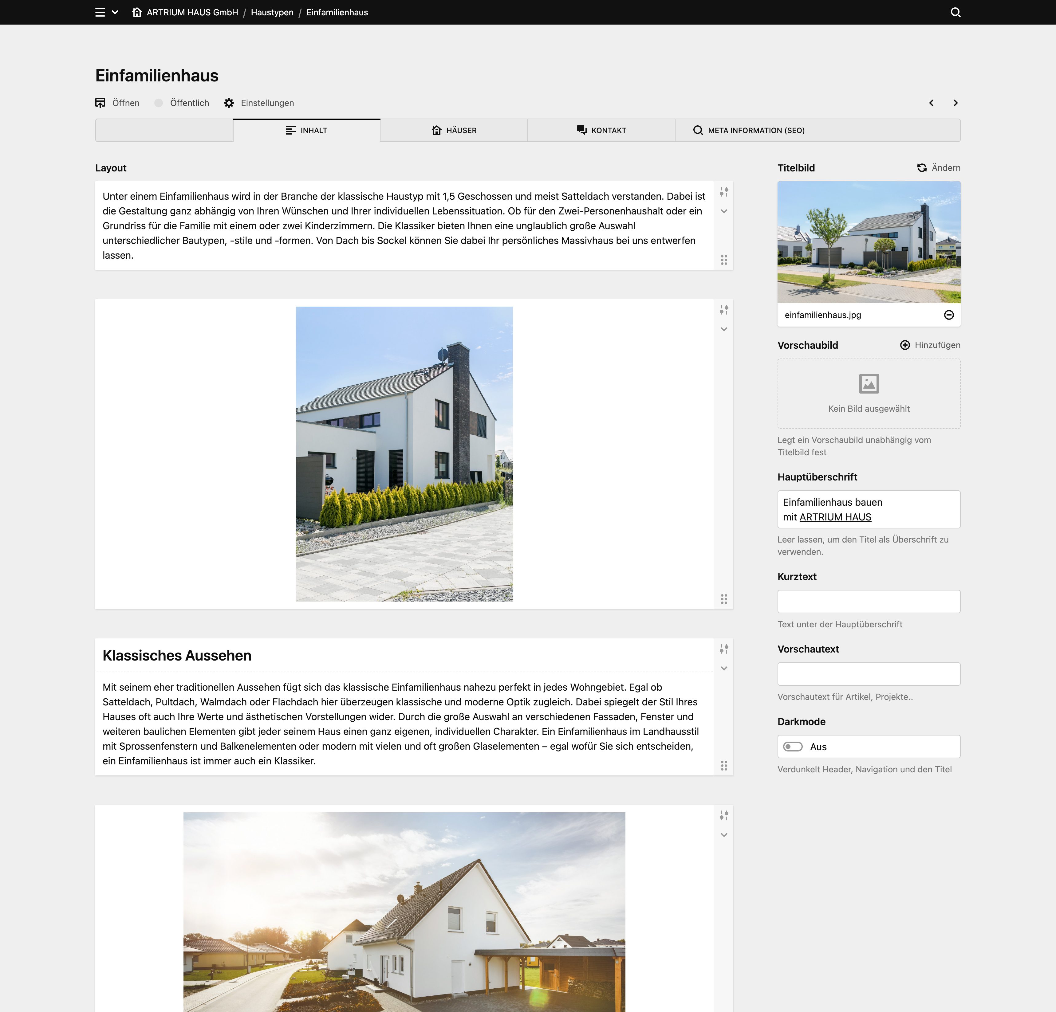 Panel screenshot of artrium-haus.de