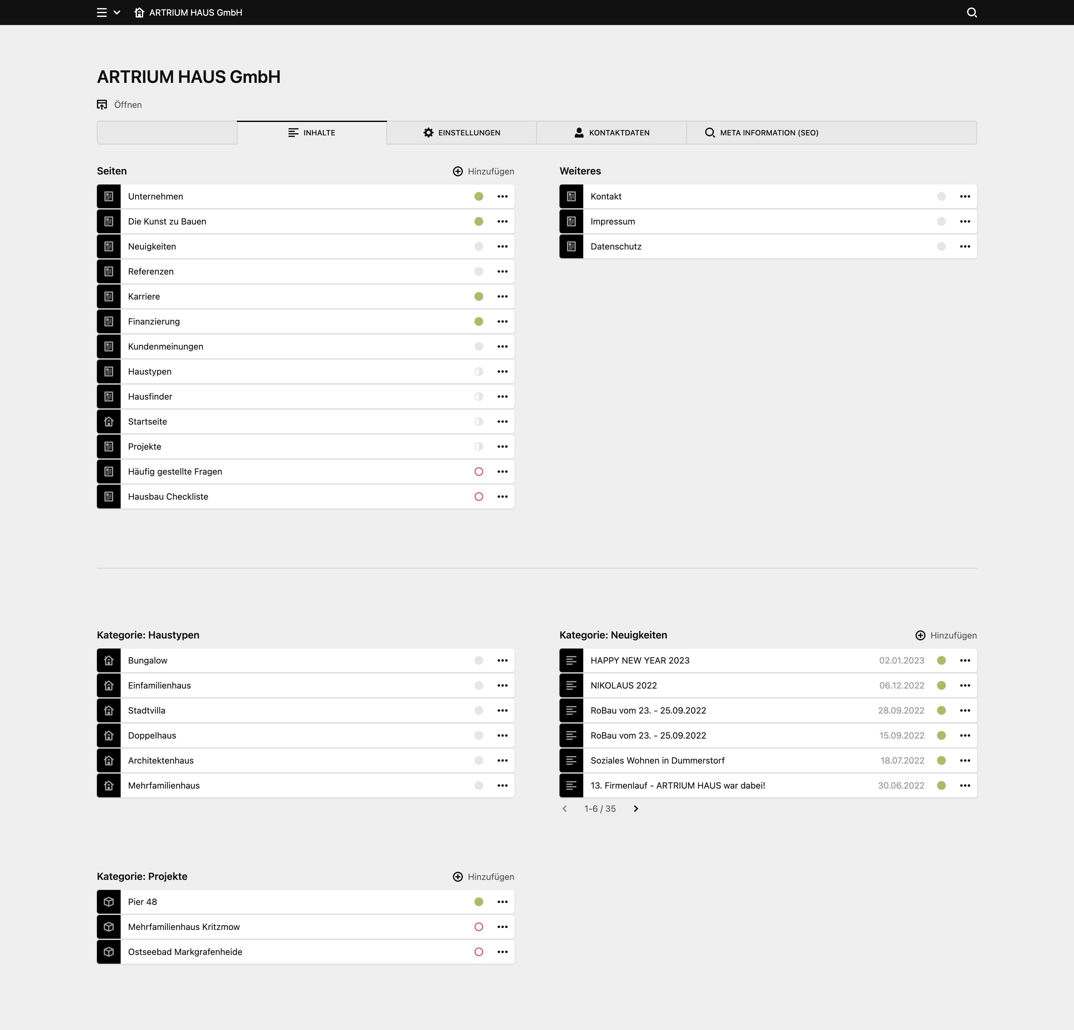 Panel screenshot of artrium-haus.de