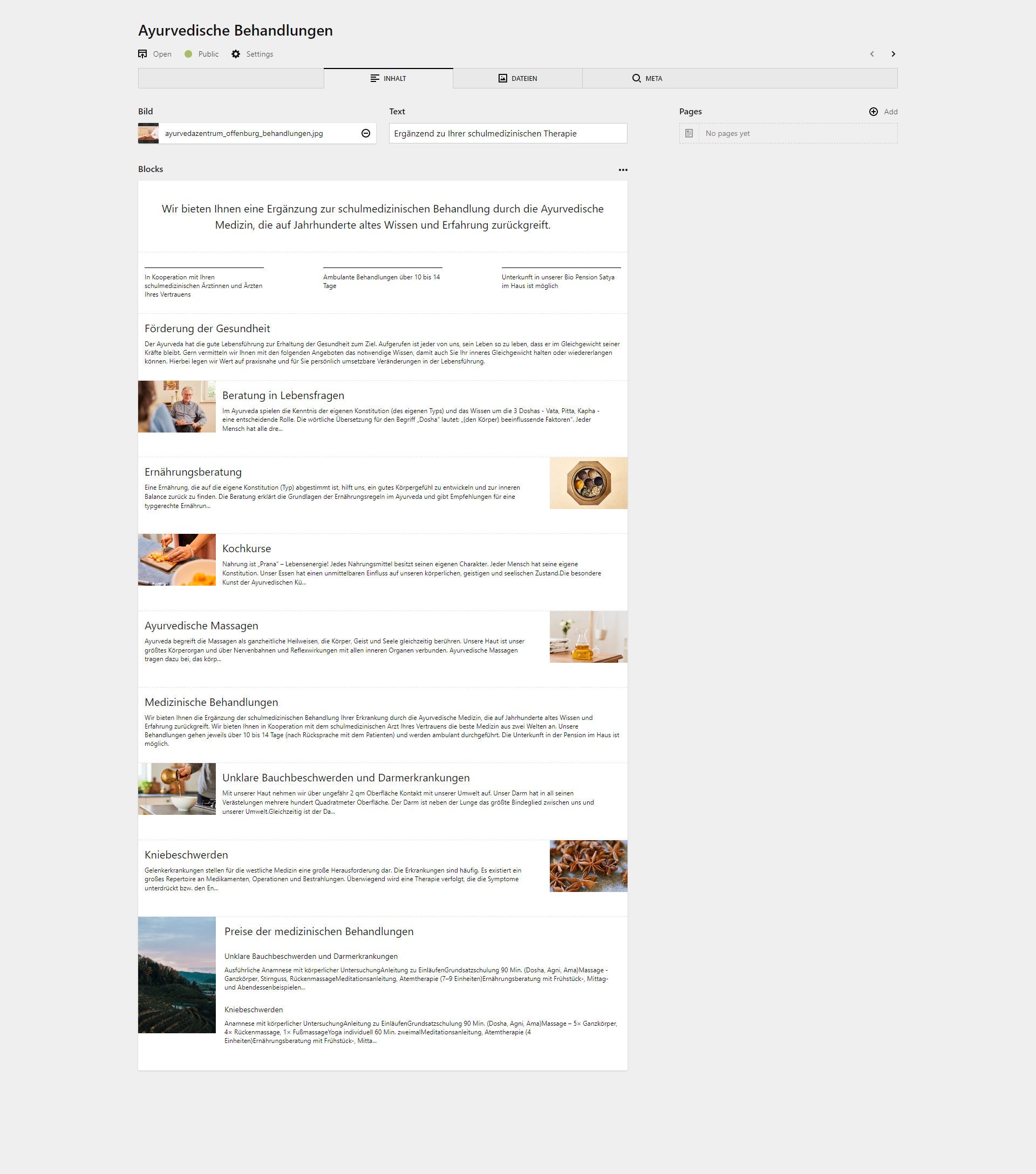 Panel screenshot of ayurveda-offenburg.de