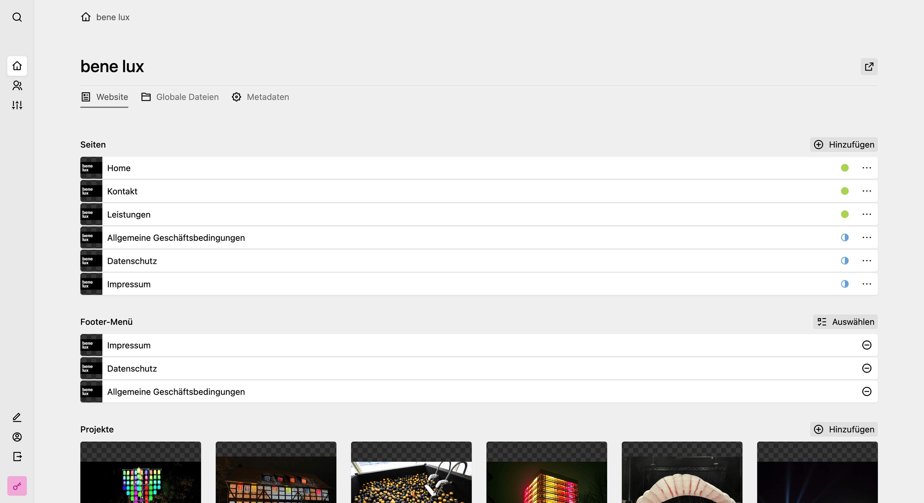 Panel screenshot of bene-lux.com