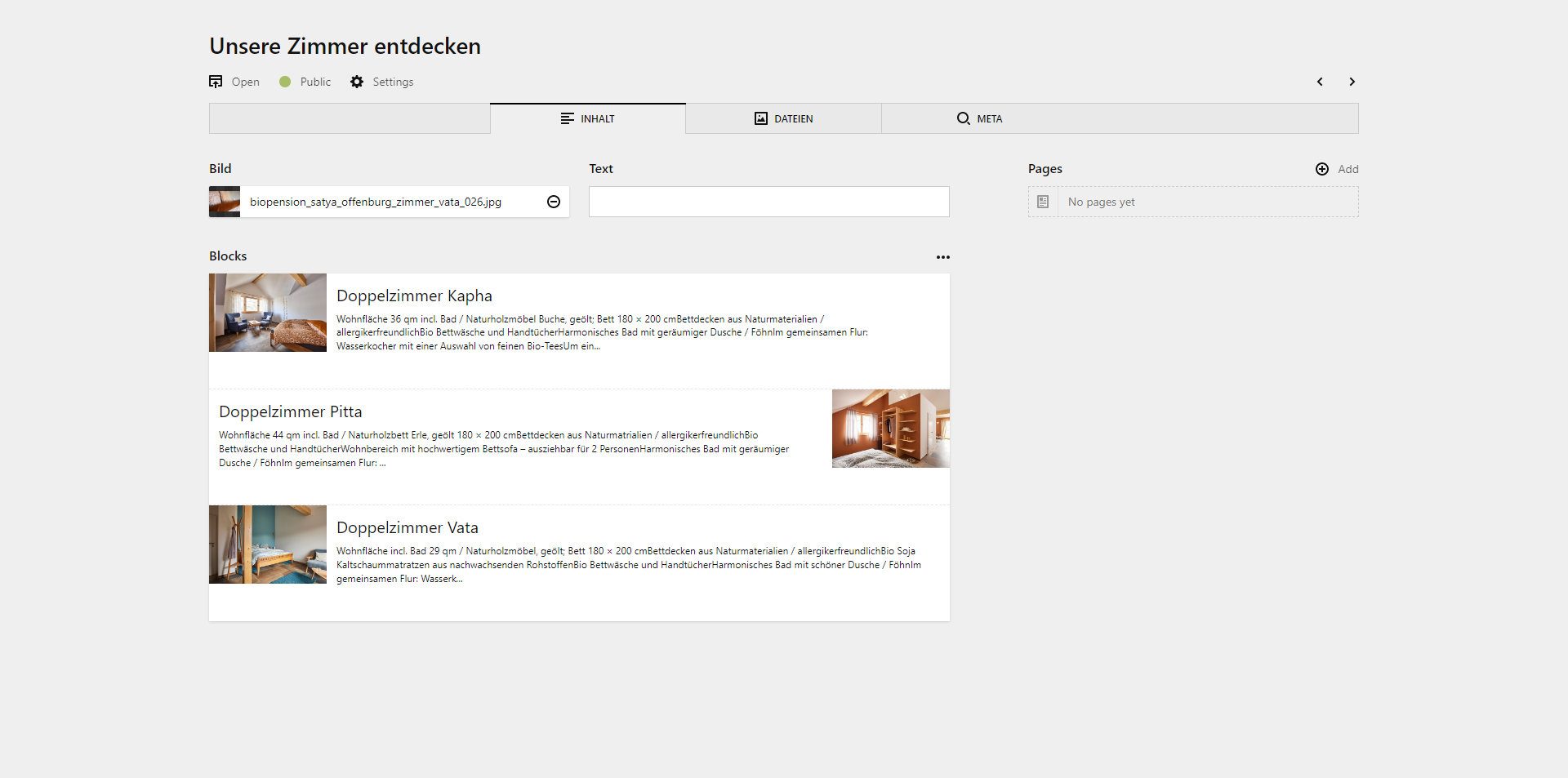Panel screenshot of biopension-satya.de