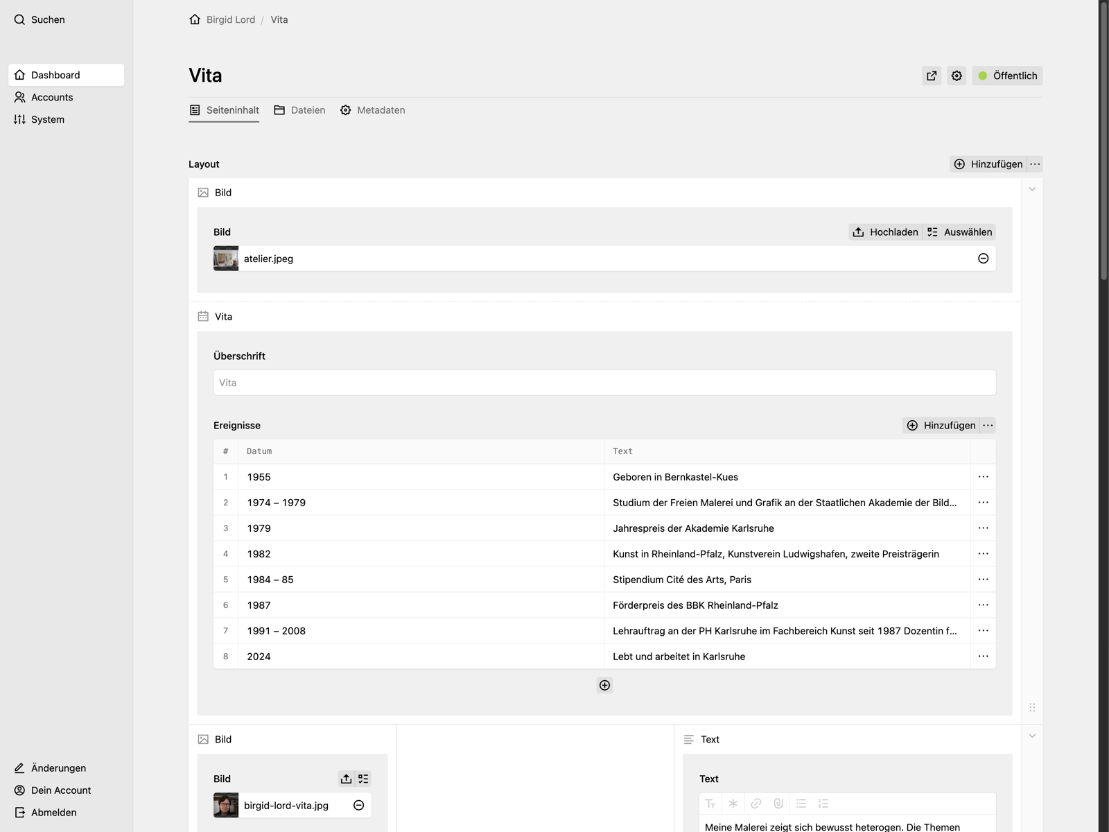 Panel screenshot of birgidlord.de