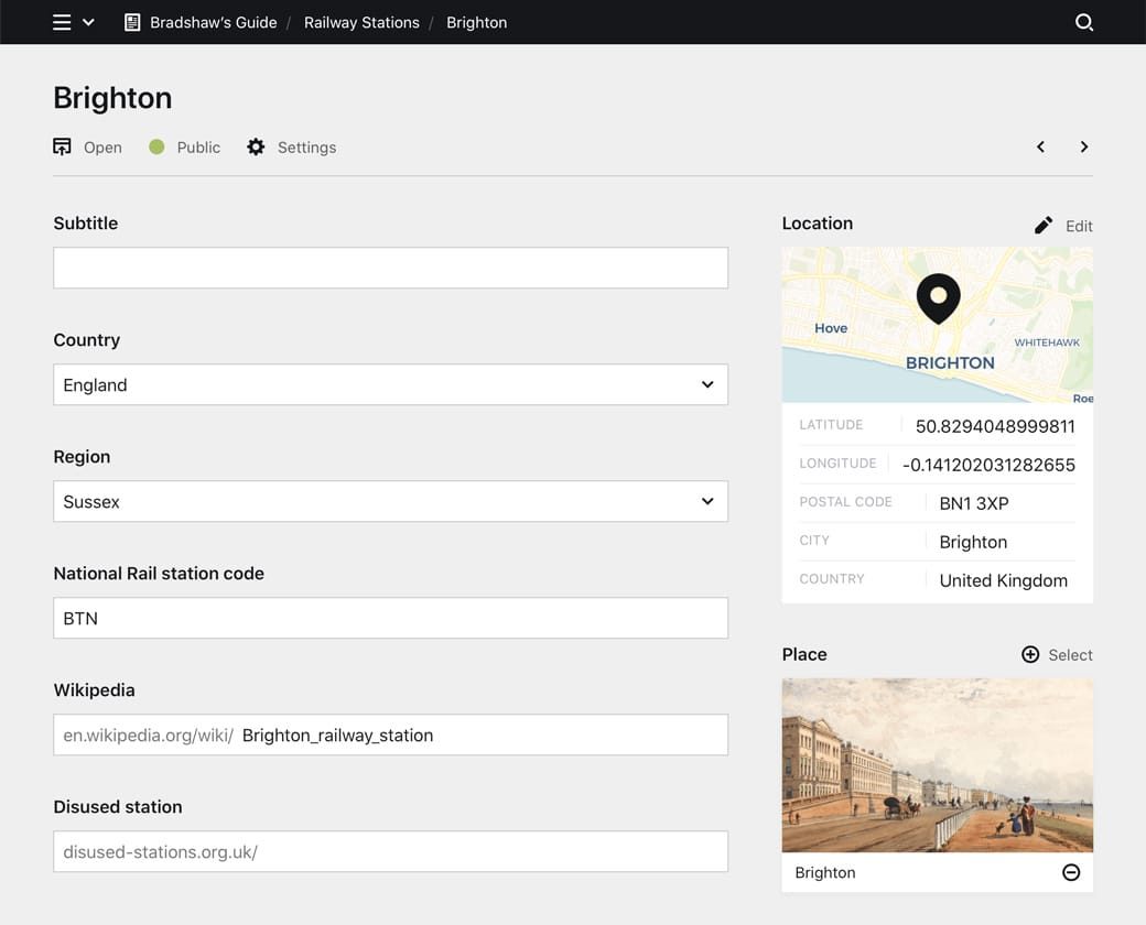 Panel screenshot of bradshaws.guide