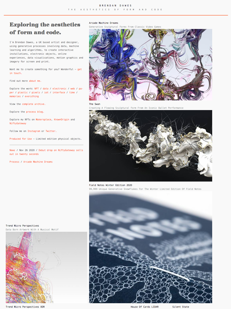 Screenshot of brendandawes.com