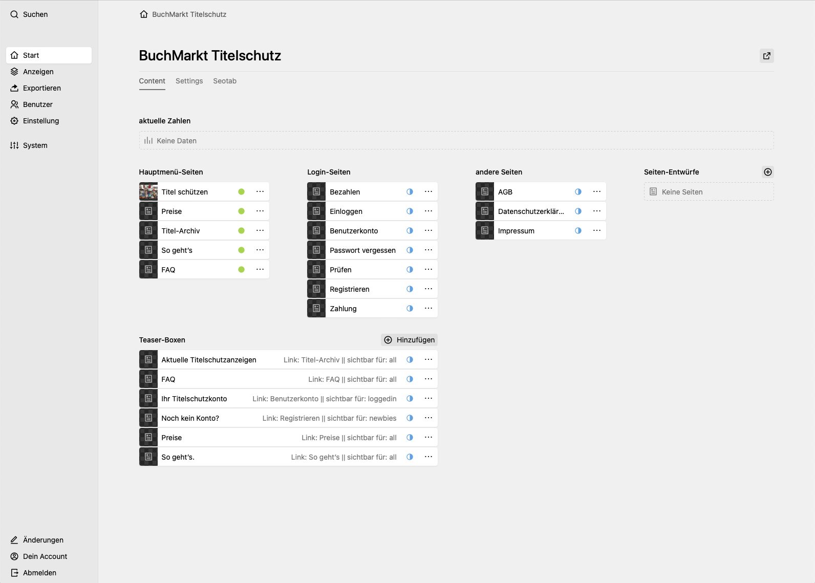 Panel screenshot of titelschutz.buchmarkt.de