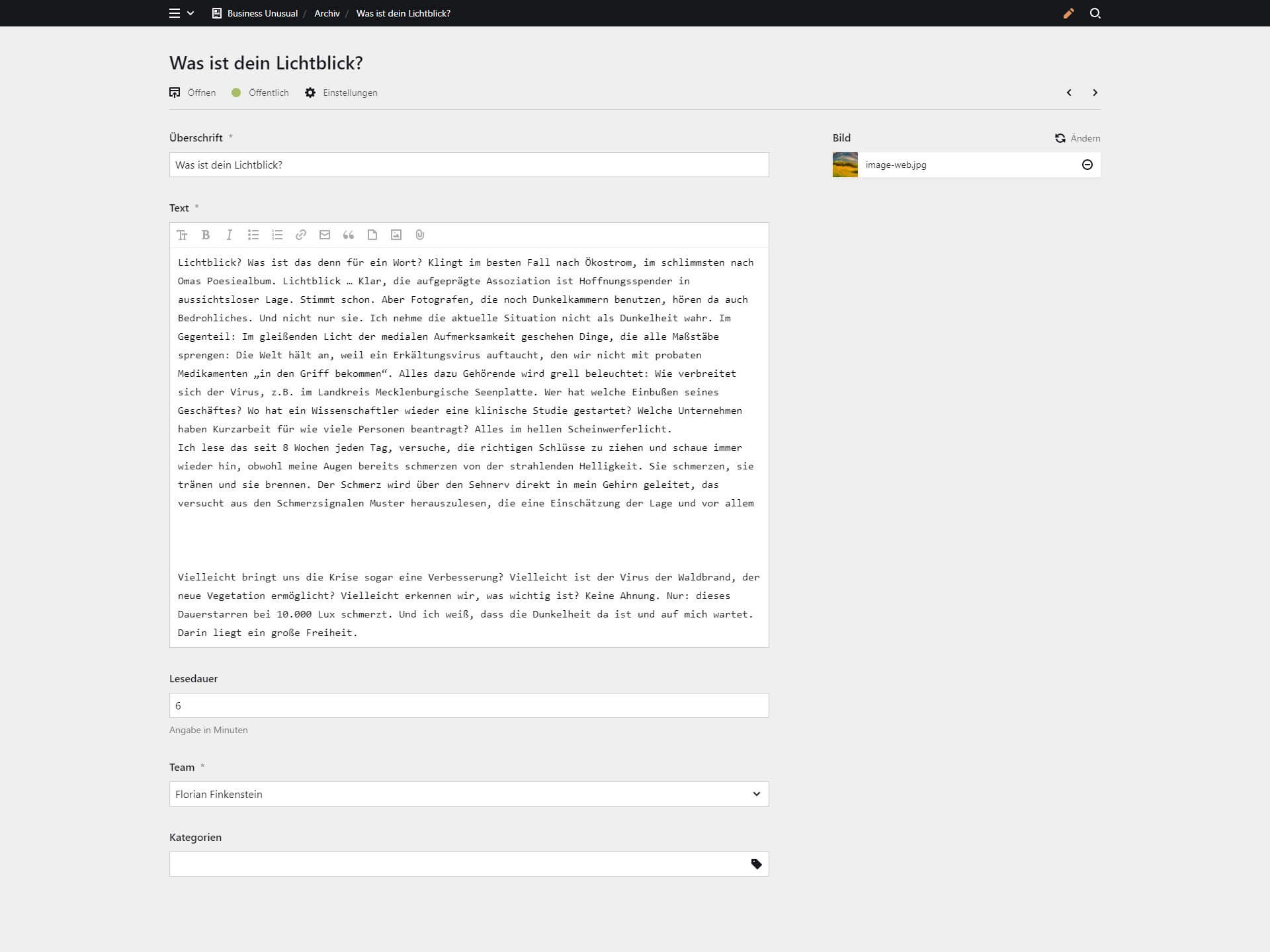 Panel screenshot of business-unusual.de