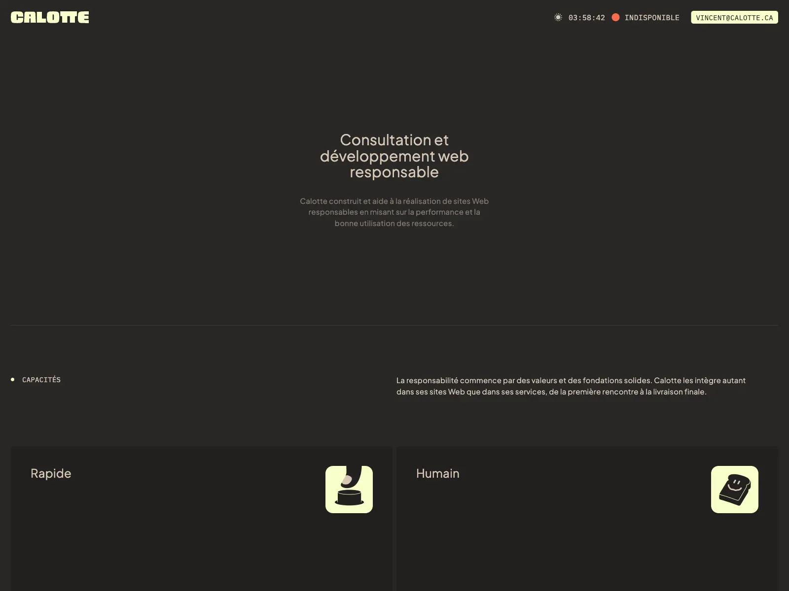 Screenshot of calotte.ca