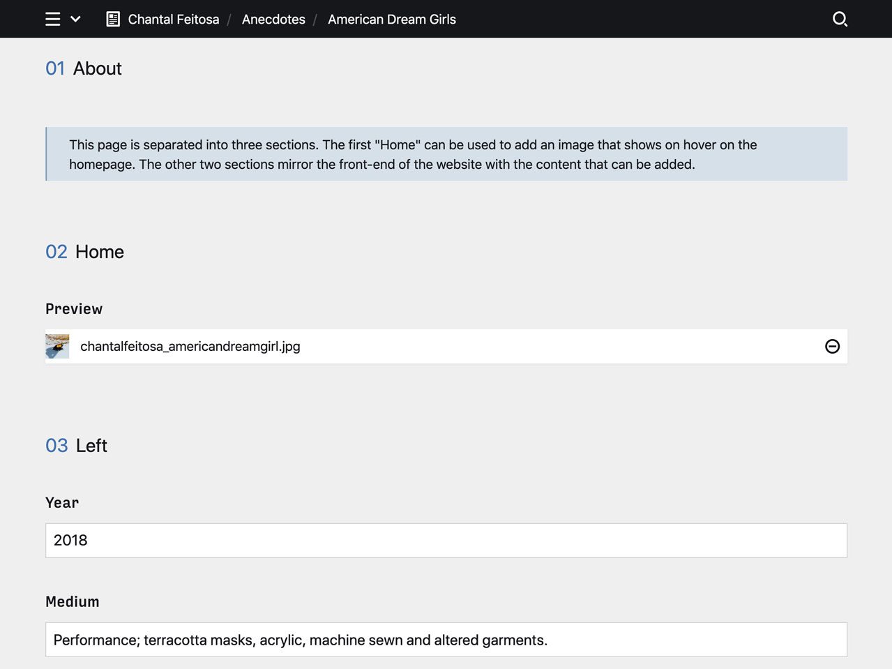 Panel screenshot of chantalfeitosa.com