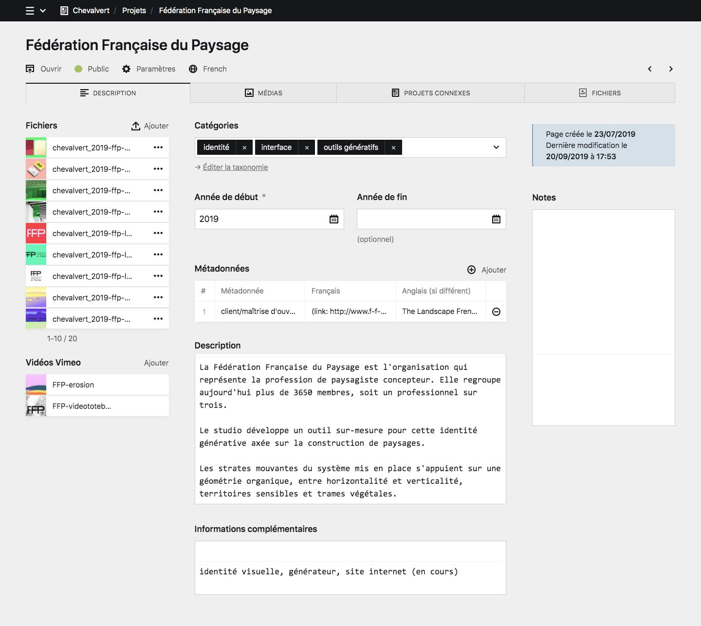 Panel screenshot of chevalvert.fr