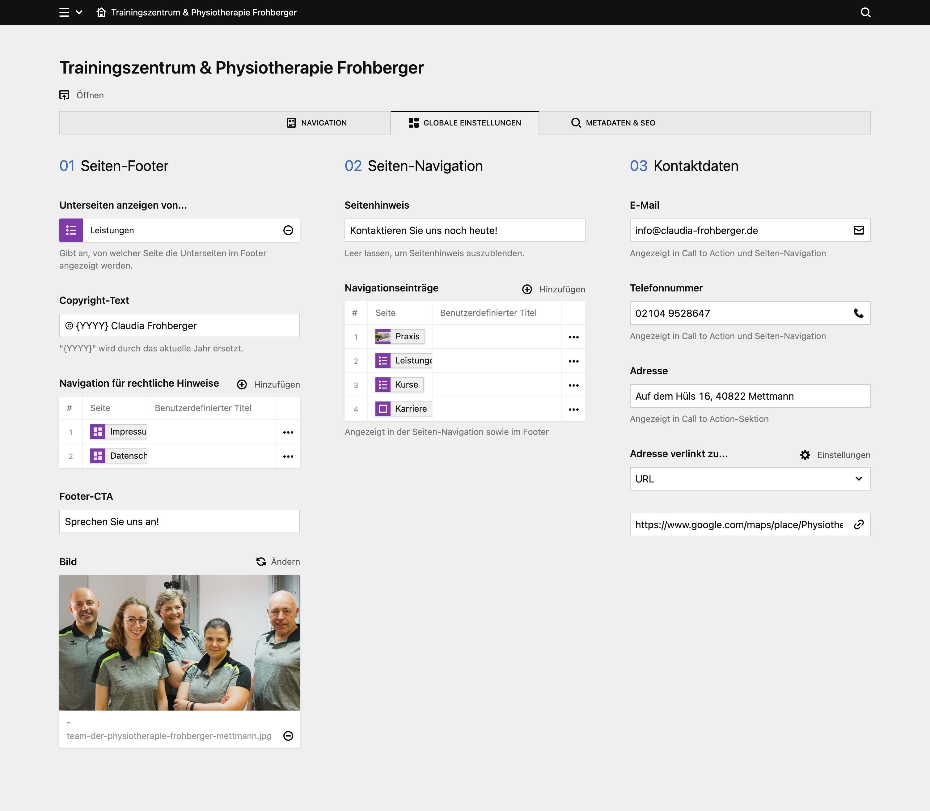Panel screenshot of claudia-frohberger.de