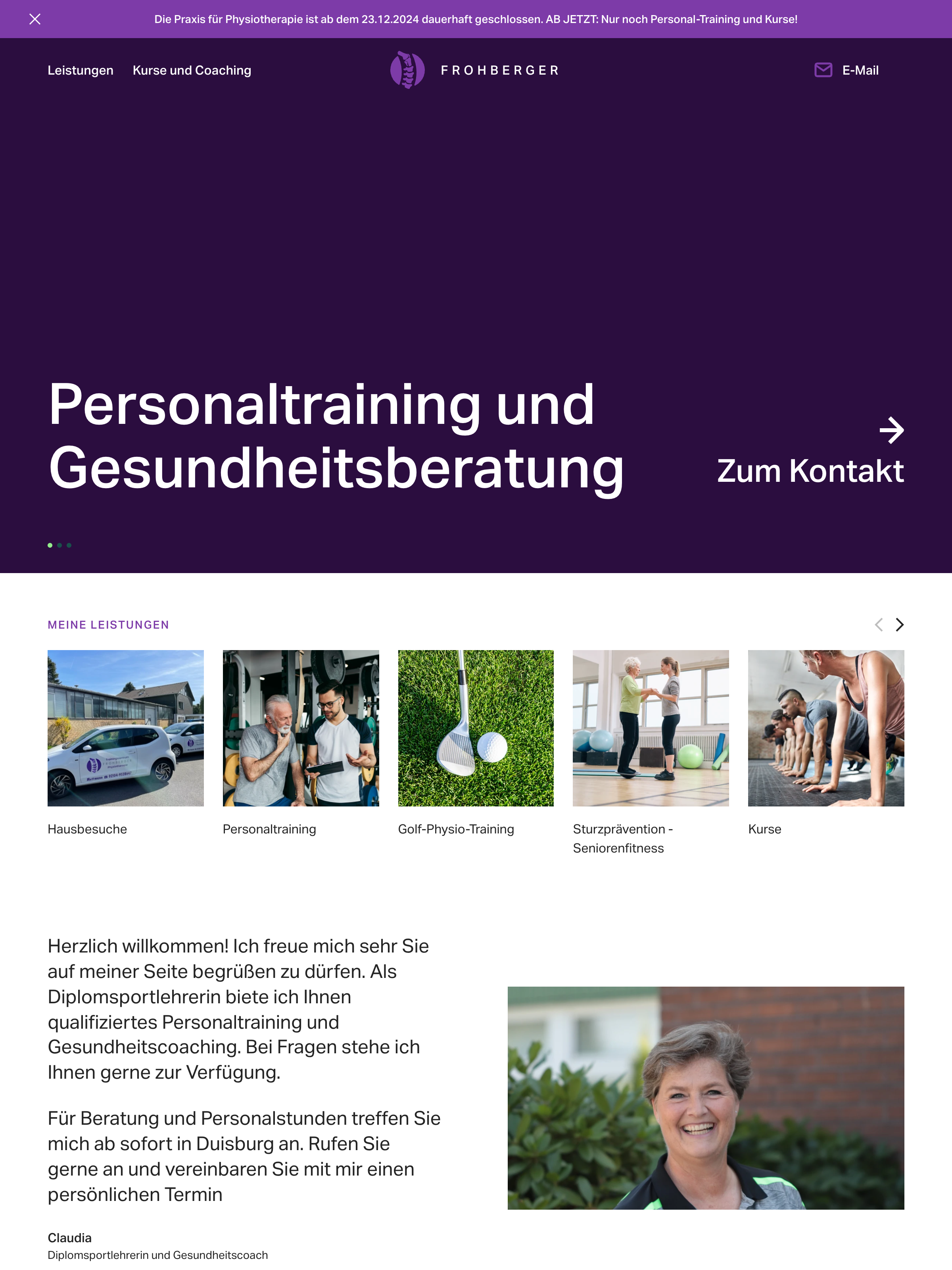 Screenshot of claudia-frohberger.de