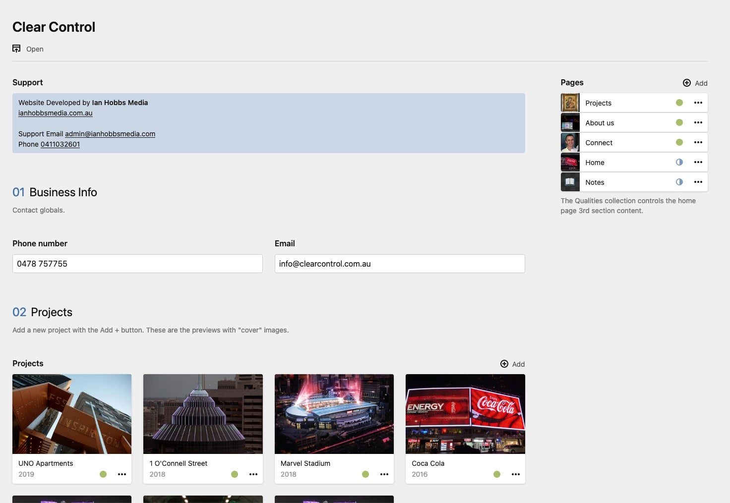 Panel screenshot of clearcontrol.com.au