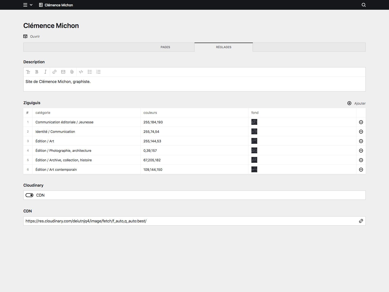 Panel screenshot of clemencemichon.com