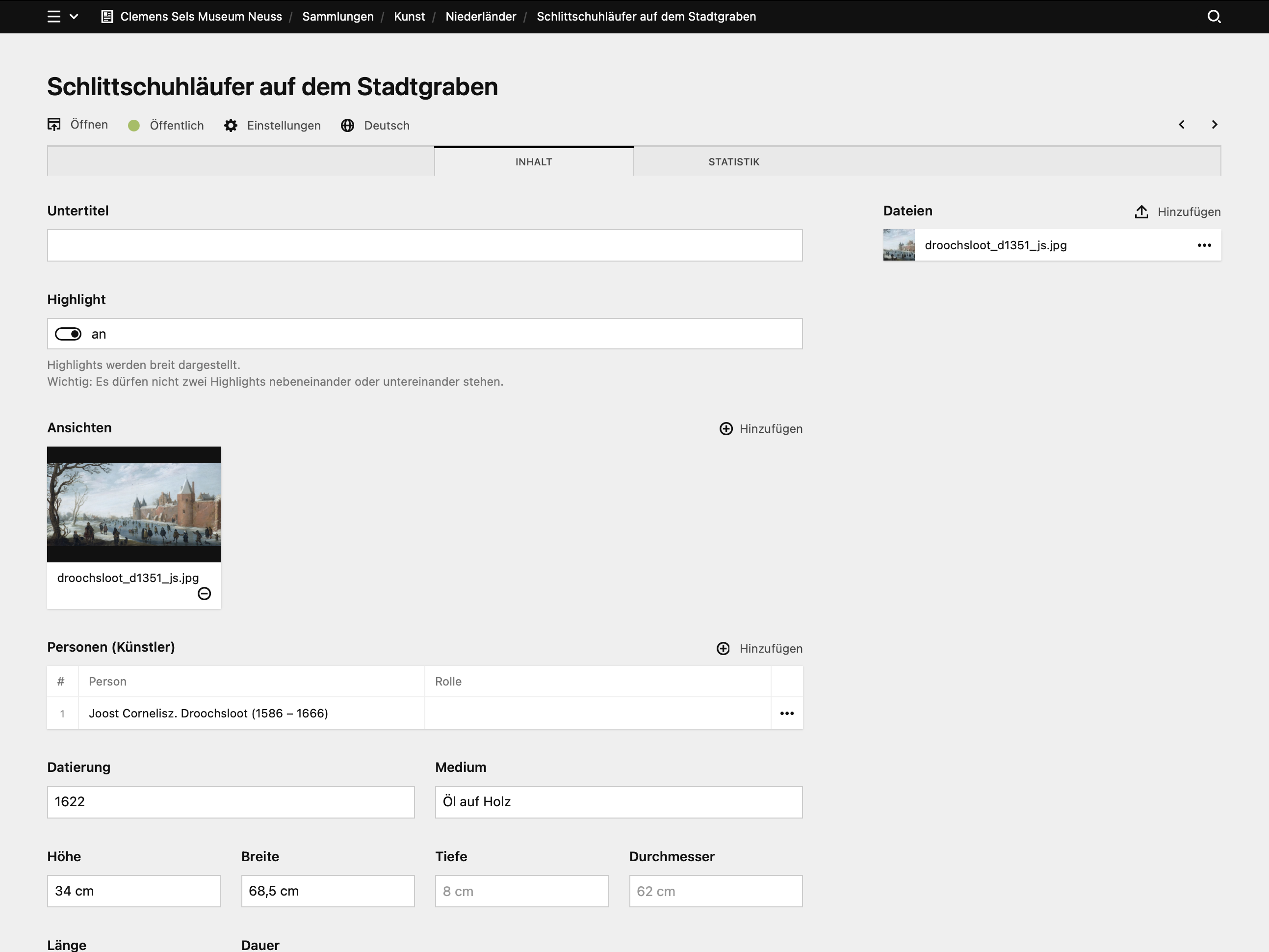 Panel screenshot of clemens-sels-museum-neuss.de