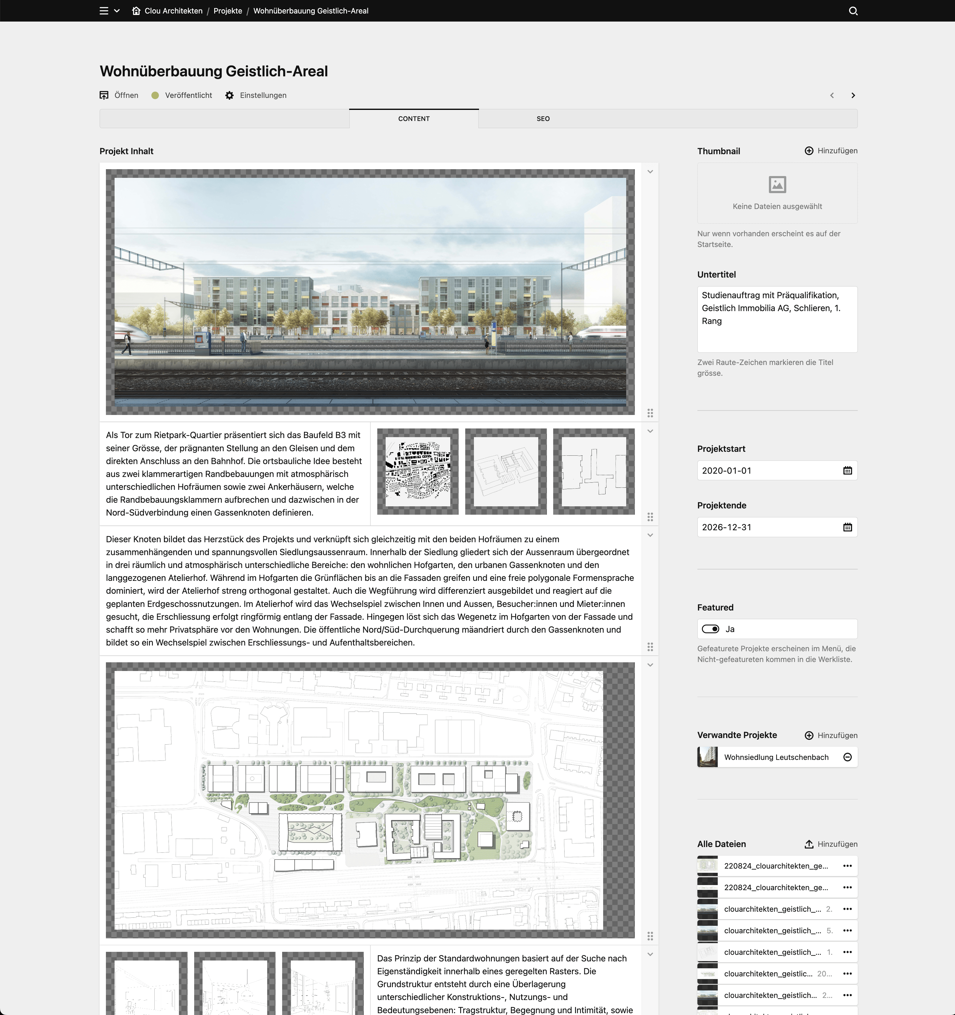 Panel screenshot of clouarchitekten.ch