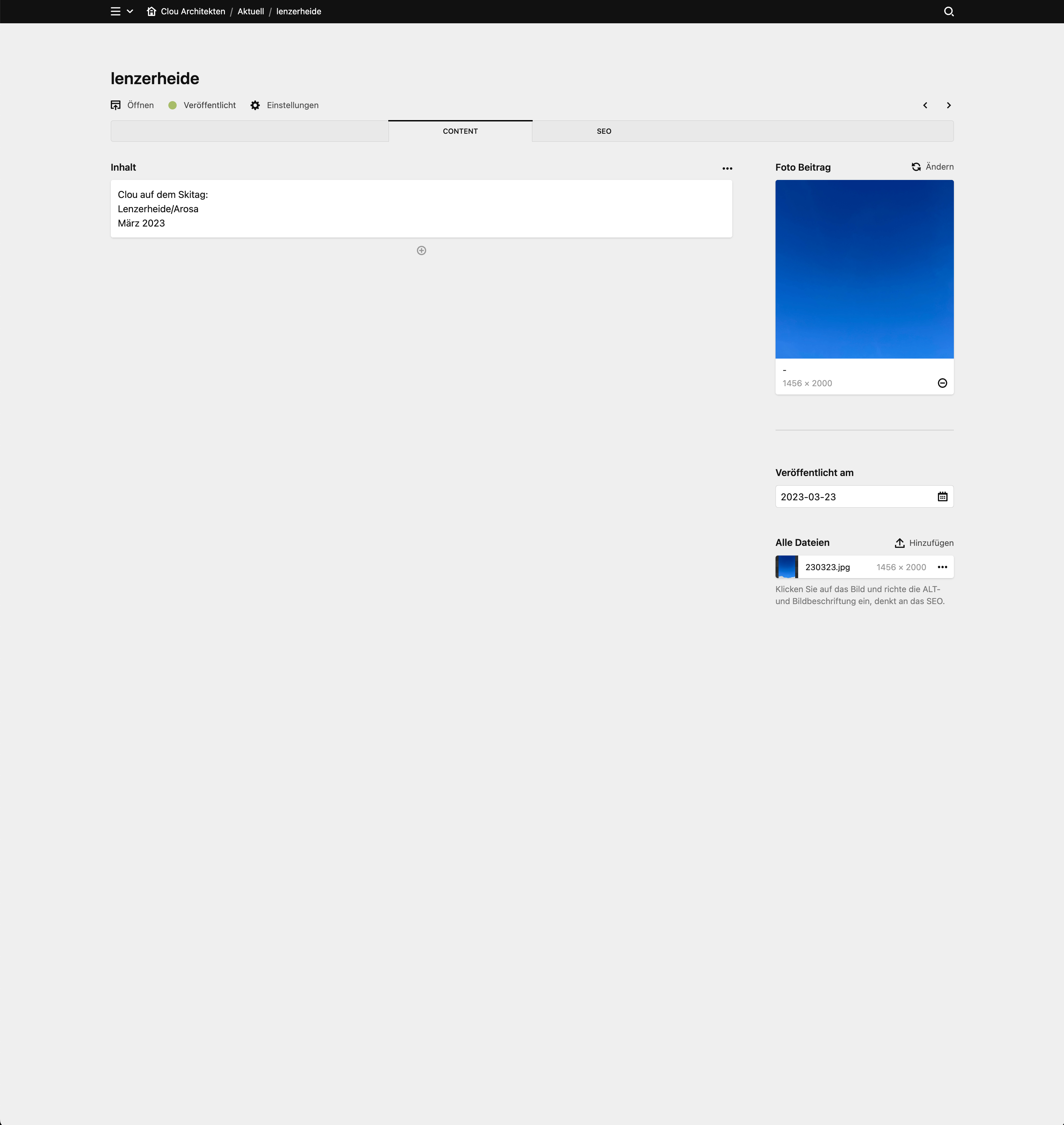 Panel screenshot of clouarchitekten.ch