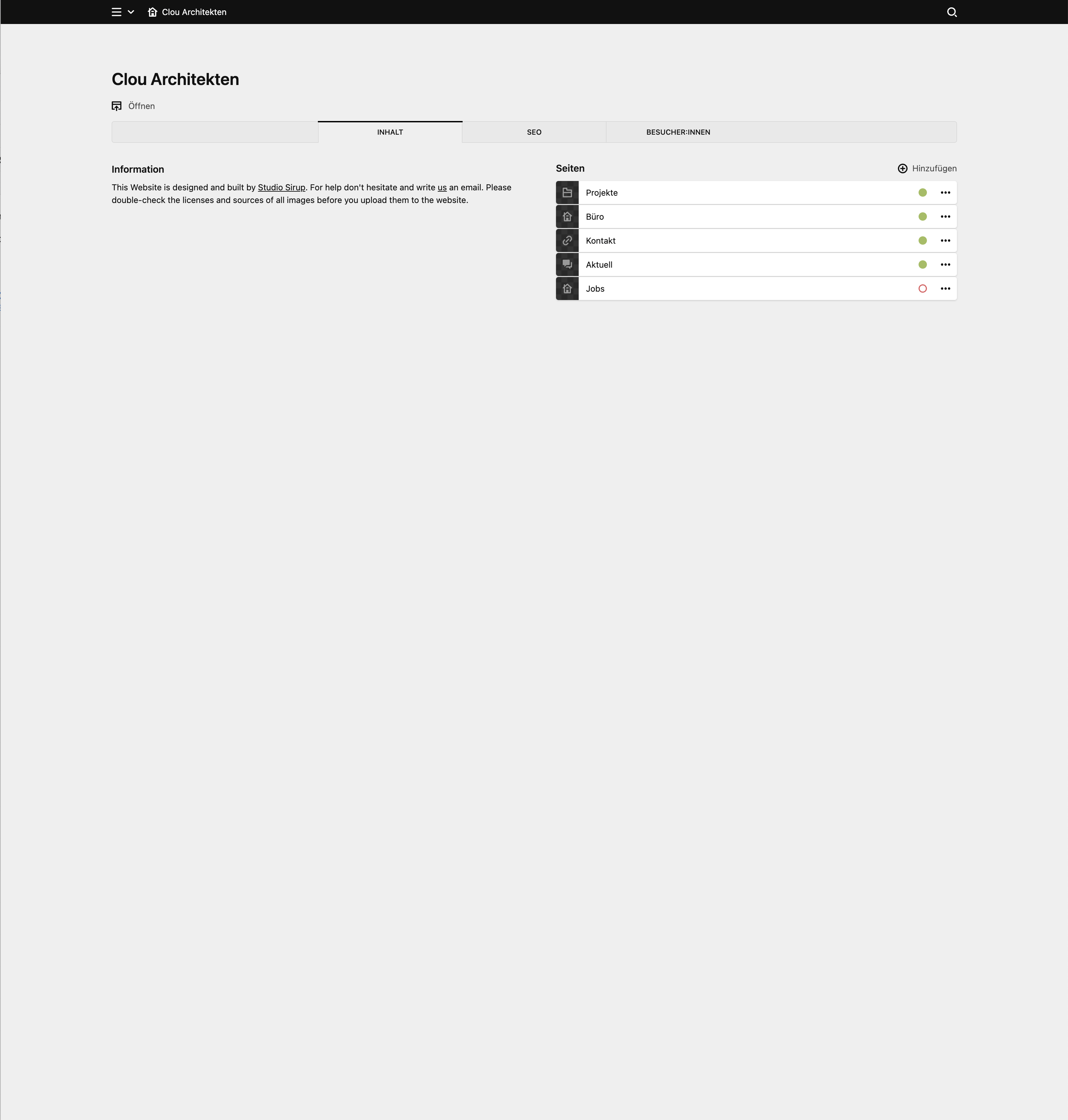 Panel screenshot of clouarchitekten.ch