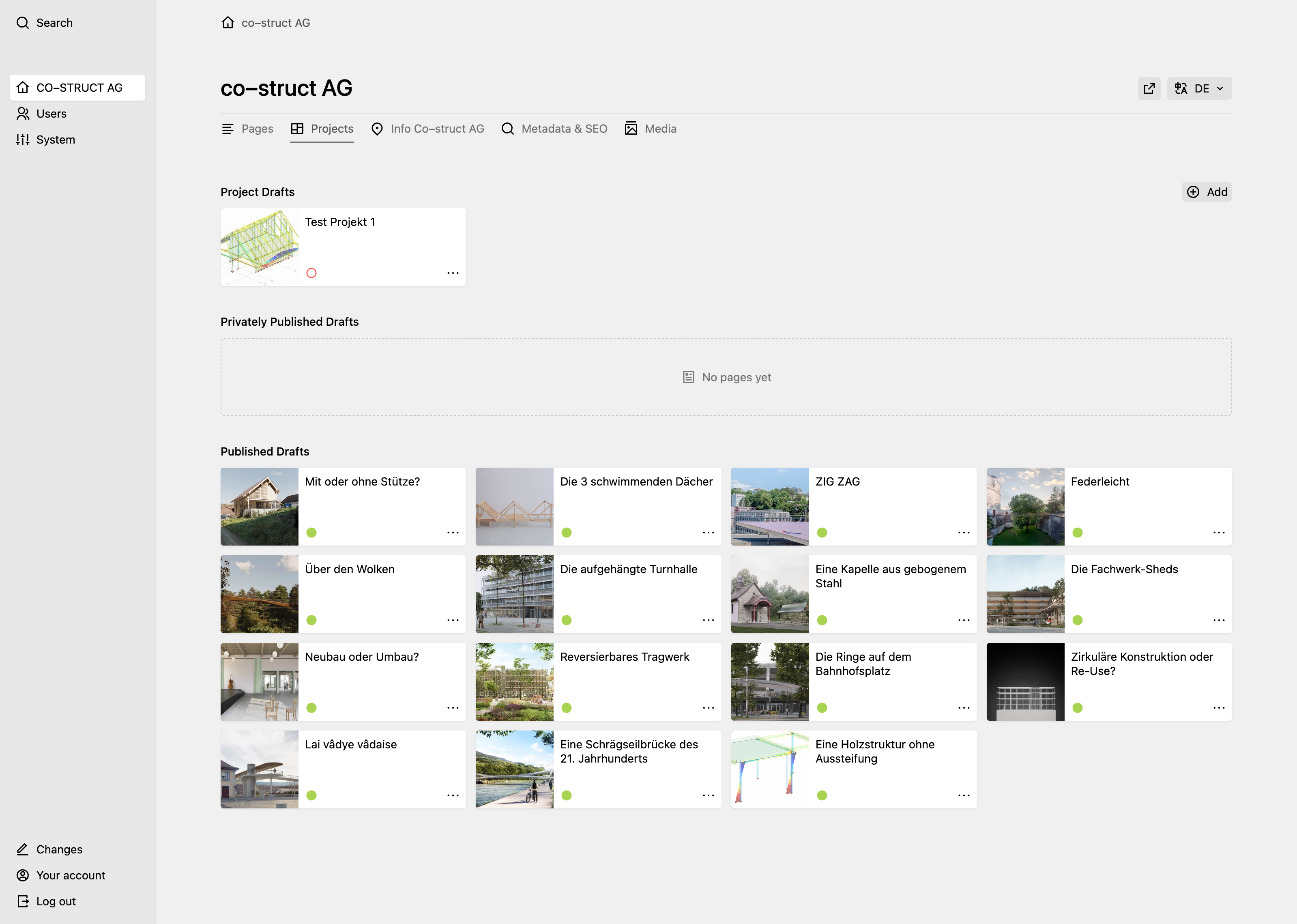 Panel screenshot of co-struct.ch