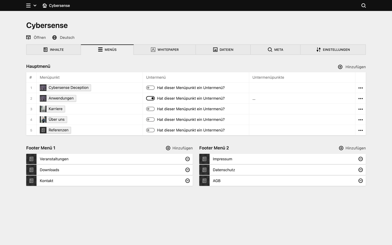 Panel screenshot of cybersense.de