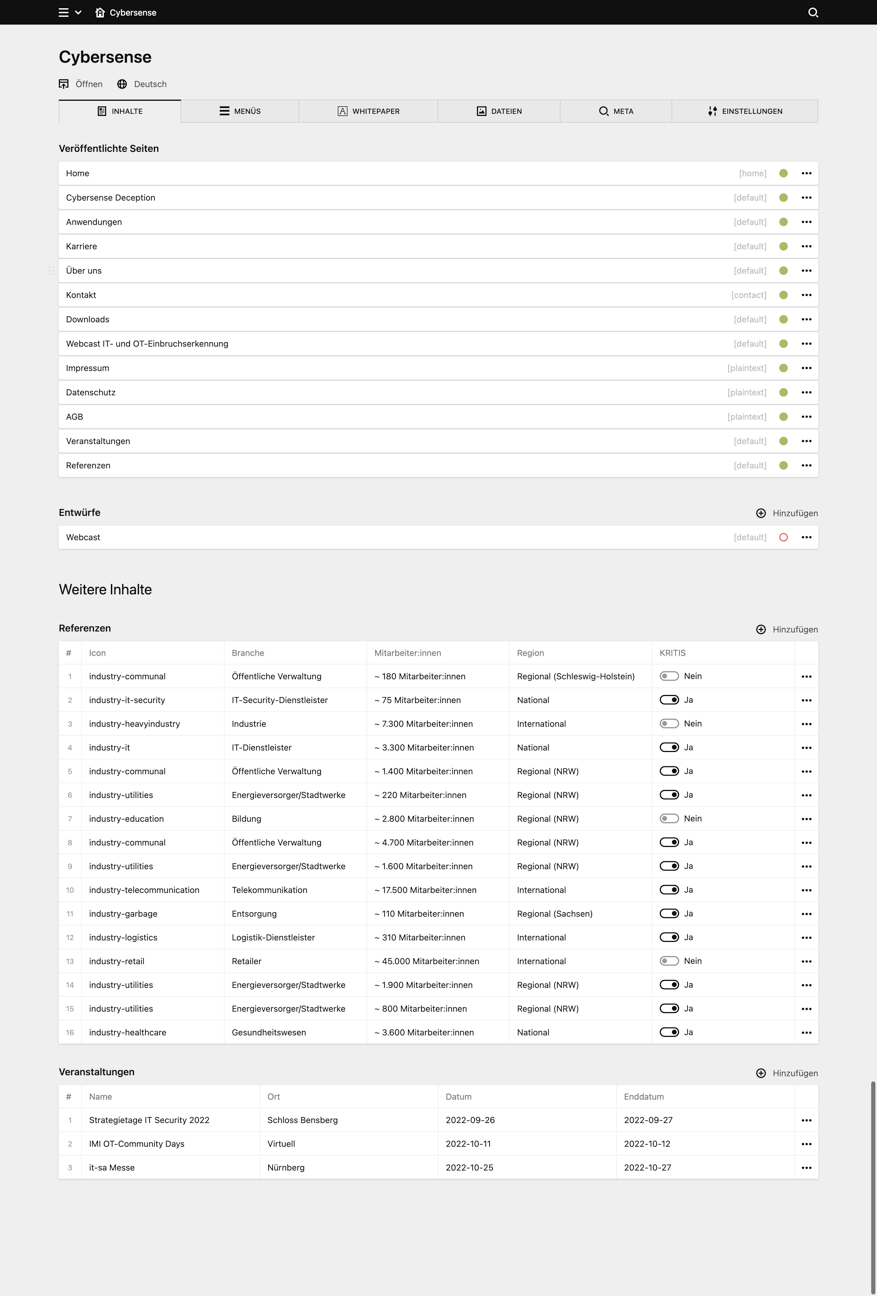 Panel screenshot of cybersense.de