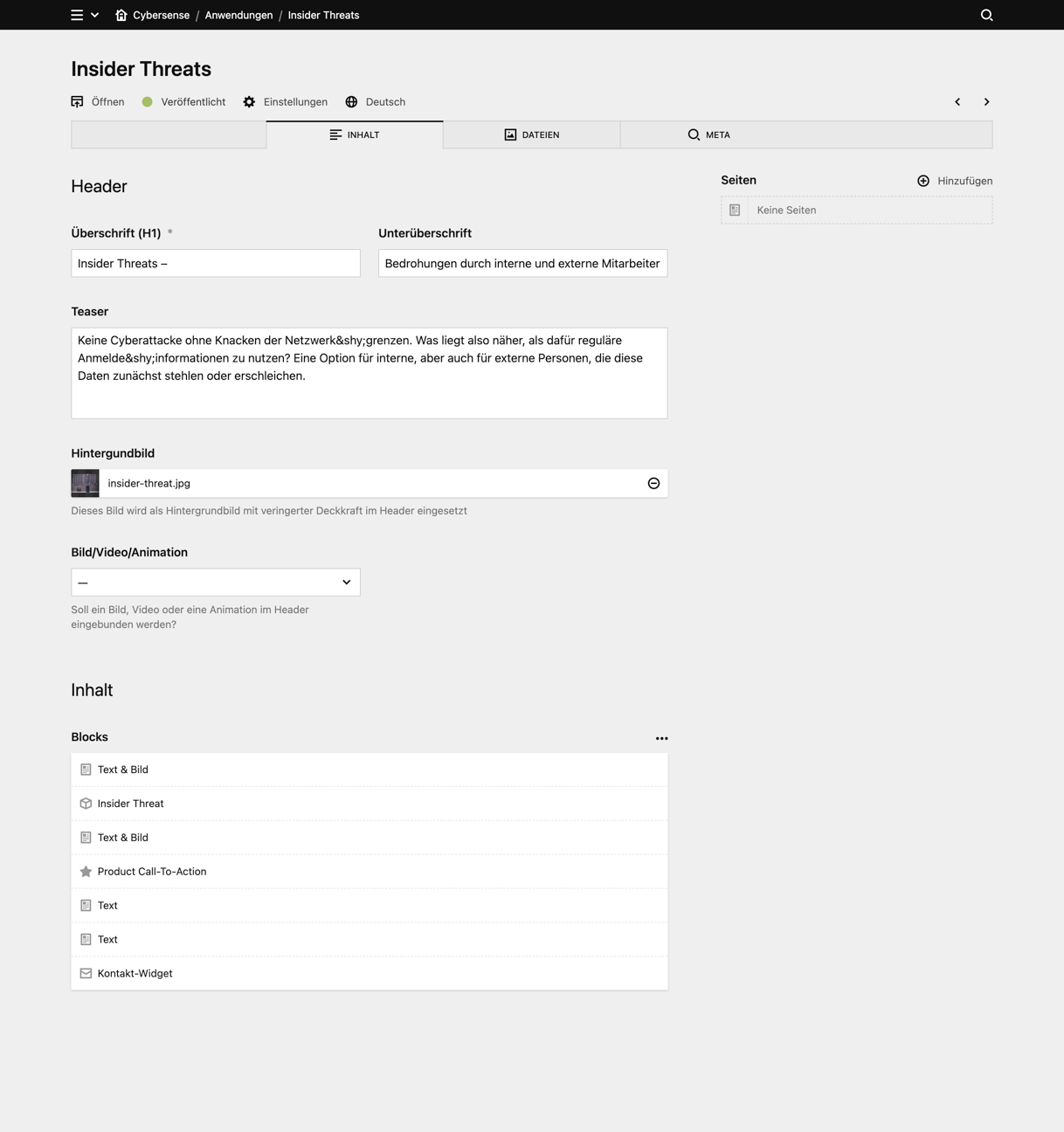 Panel screenshot of cybersense.de