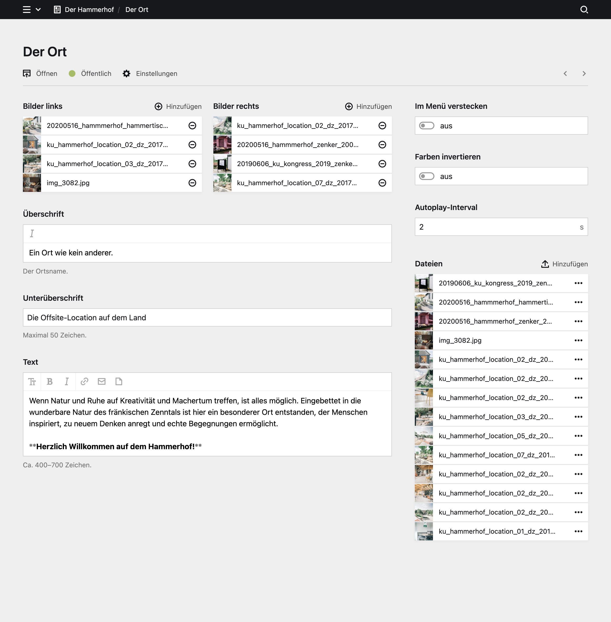Panel screenshot of derhammerhof.de