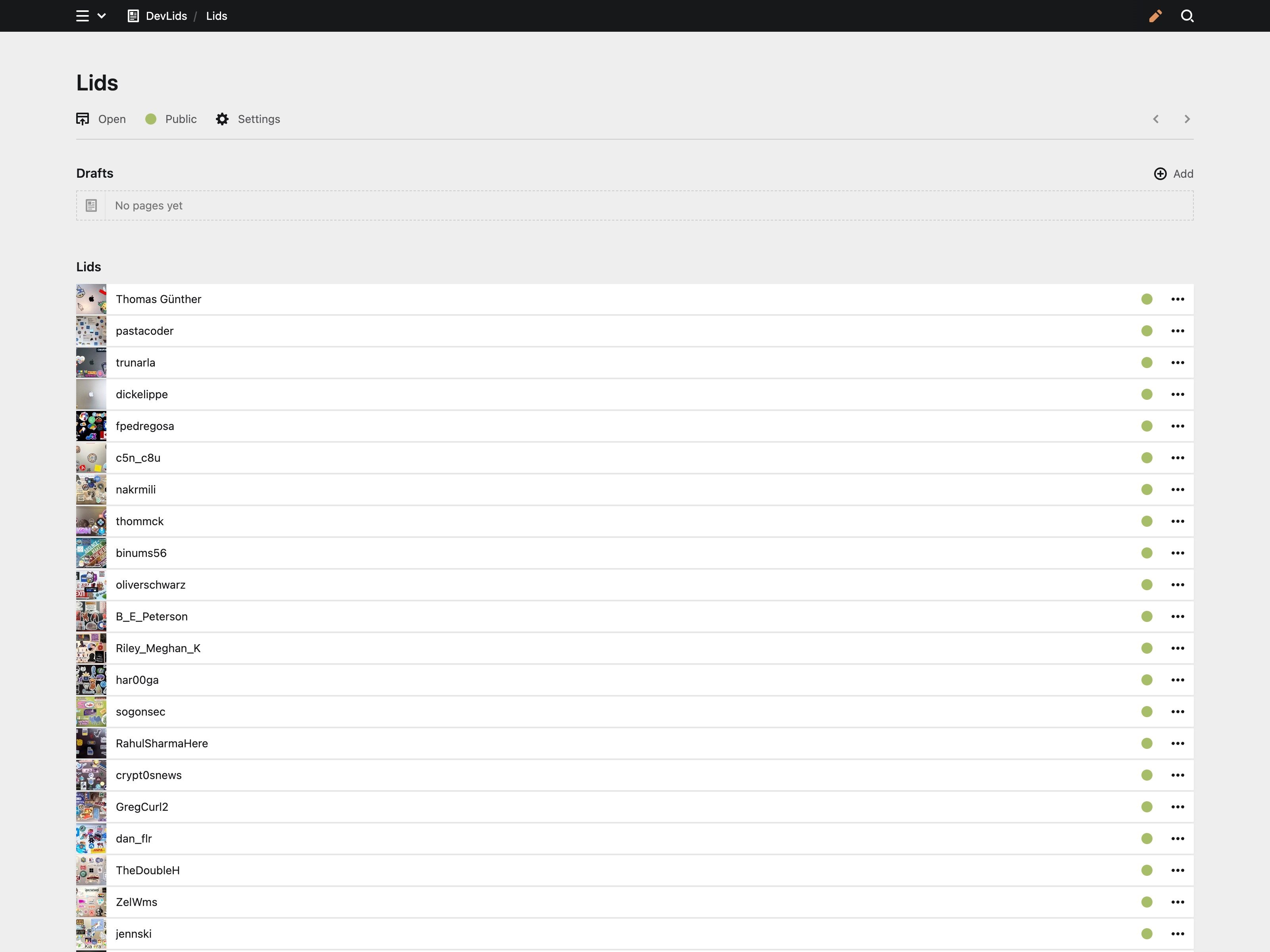 Panel screenshot of devlids.com