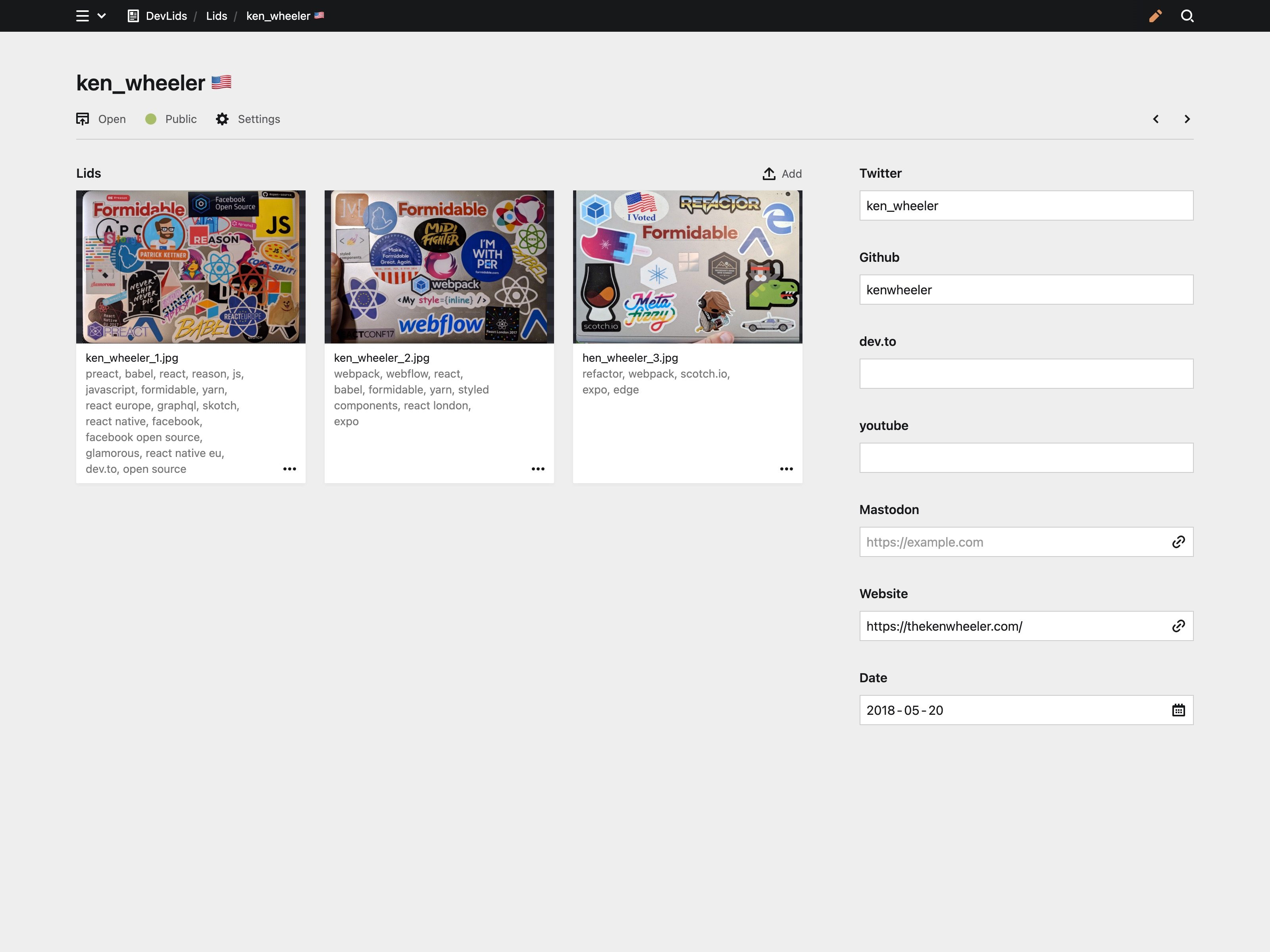 Panel screenshot of devlids.com