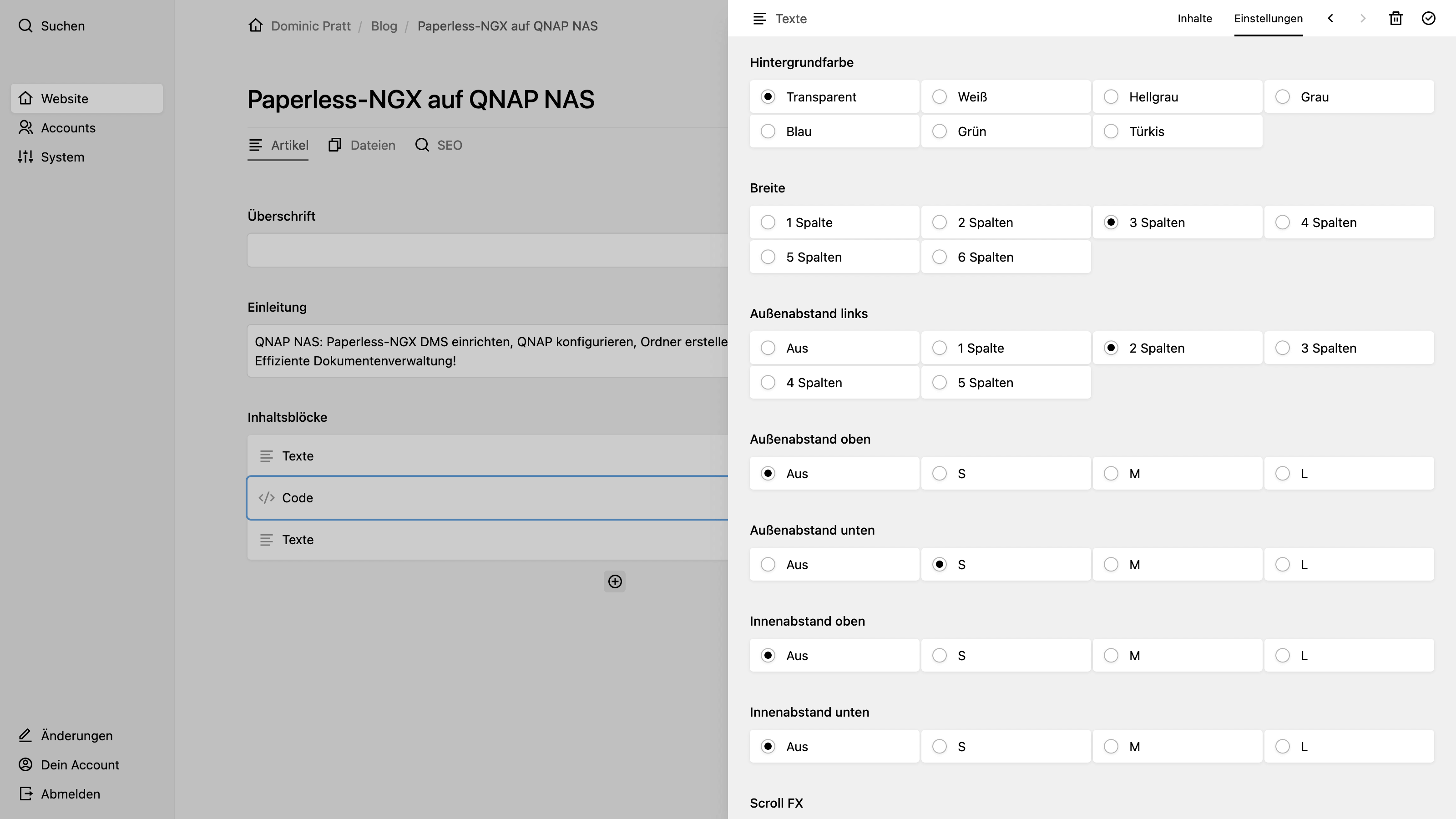 Panel screenshot of pratt.de