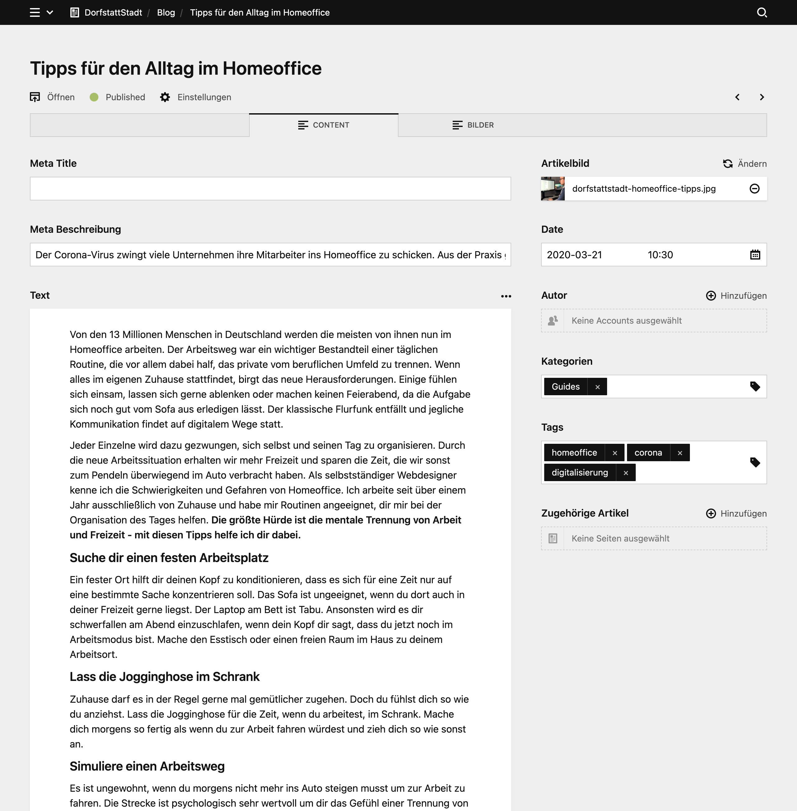 Panel screenshot of dorfstattstadt.de