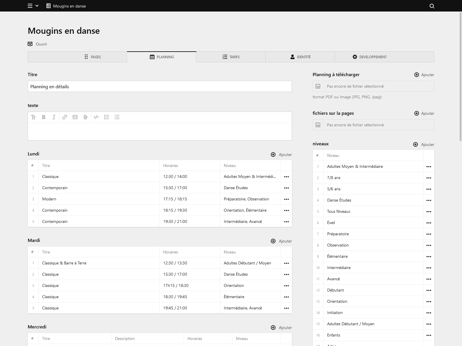 Panel screenshot of mouginsendanse.fr