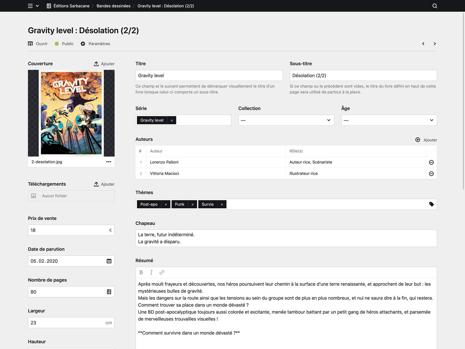 Panel screenshot of editions-sarbacane.com