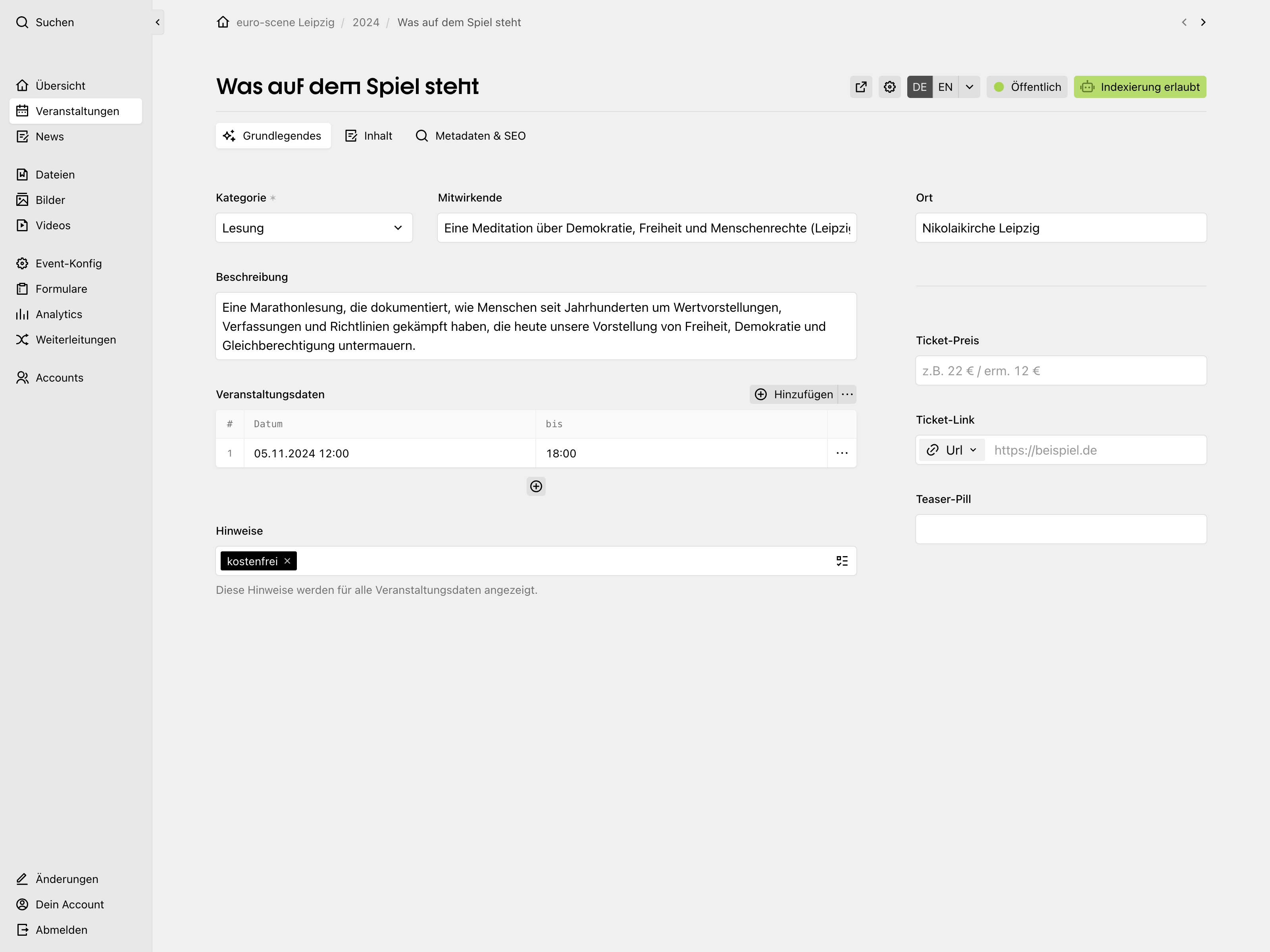Panel screenshot of euro-scene.de