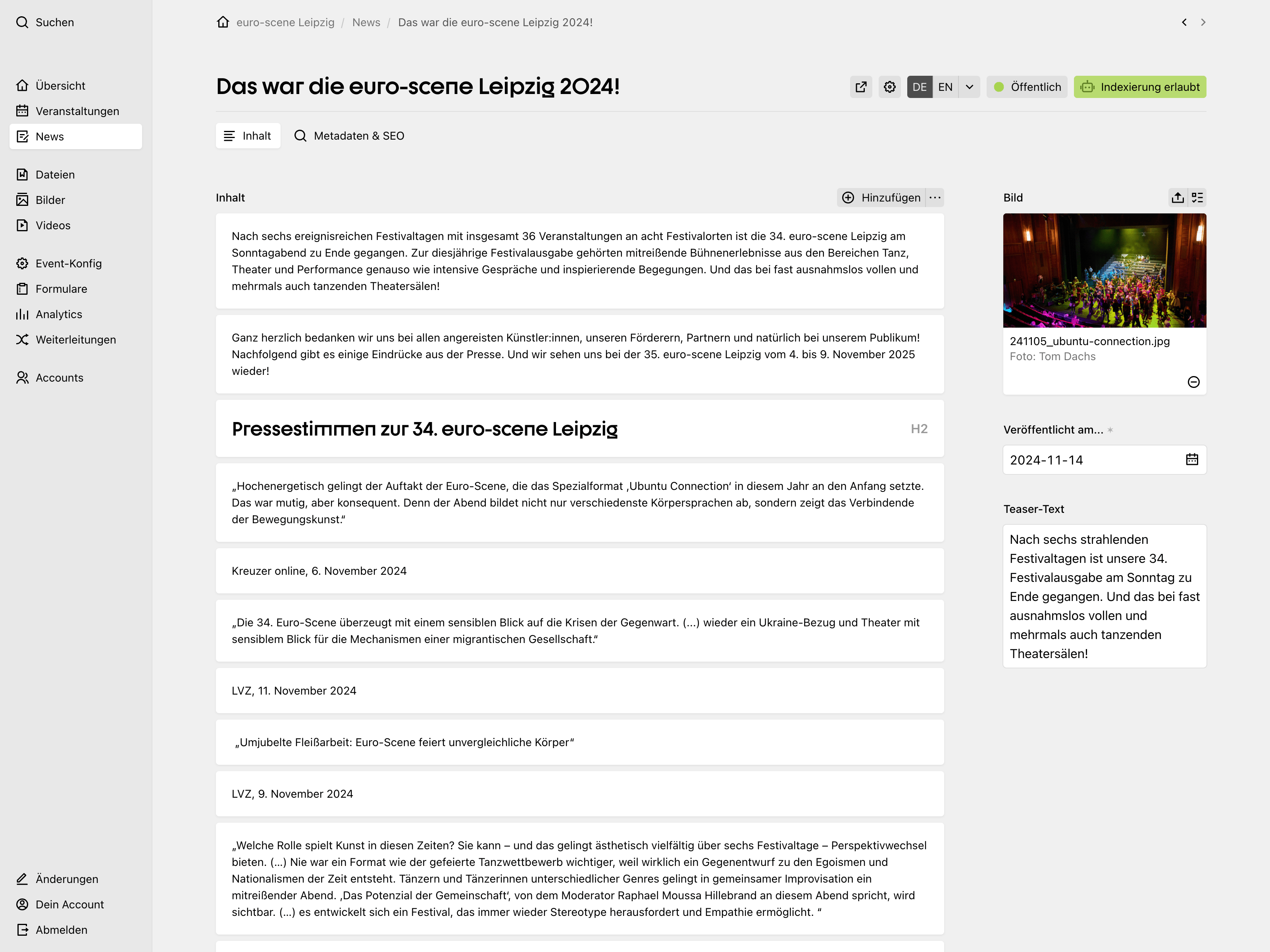 Panel screenshot of euro-scene.de