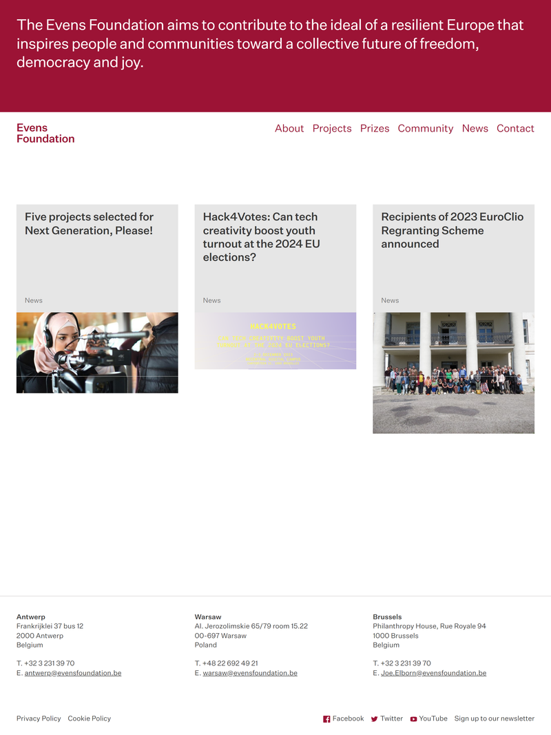 Screenshot of evensfoundation.be