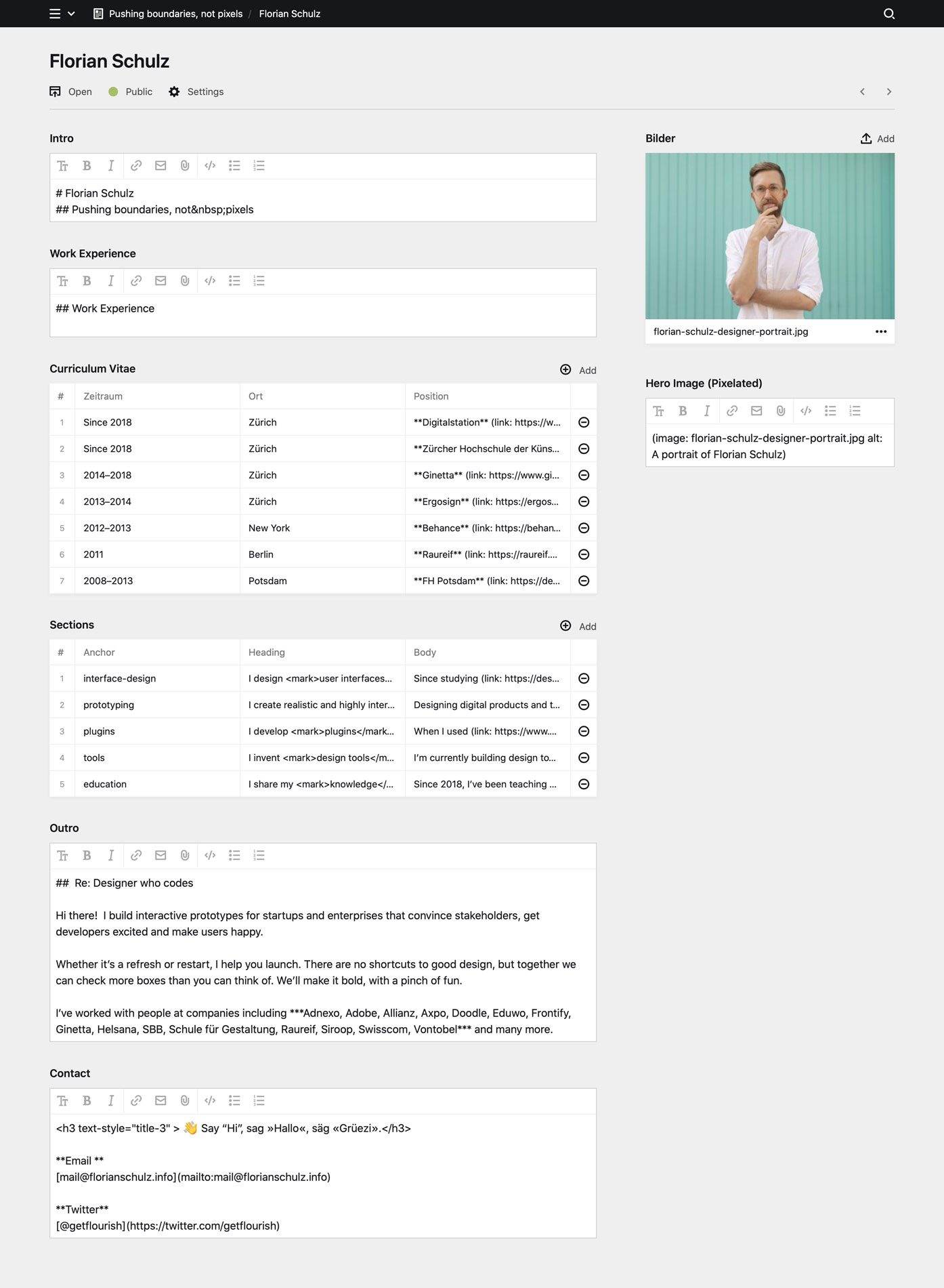 Panel screenshot of florianschulz.info