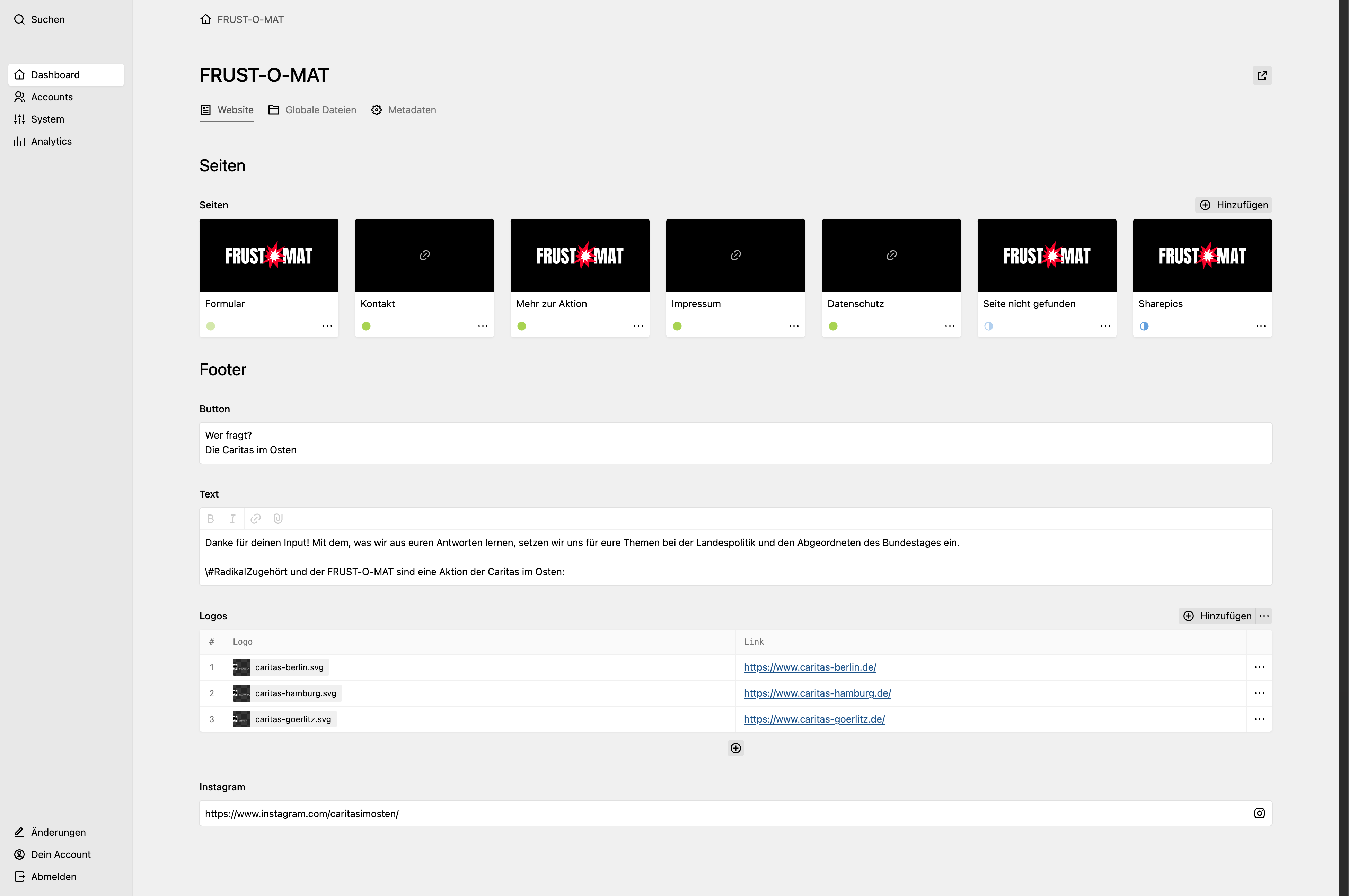 Panel screenshot of frust-o-mat.de