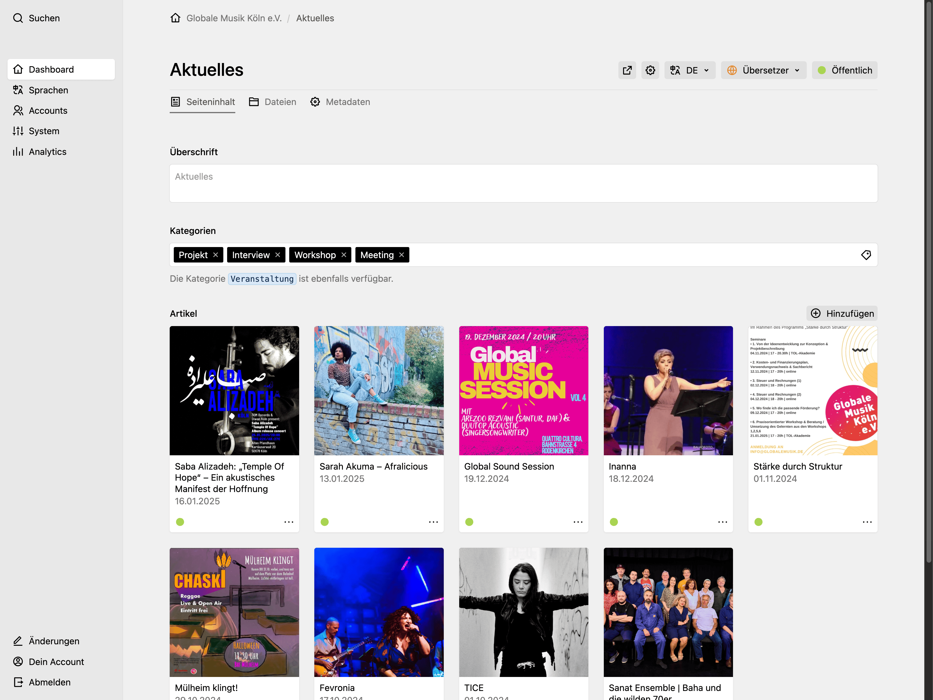 Panel screenshot of globalemusik.de