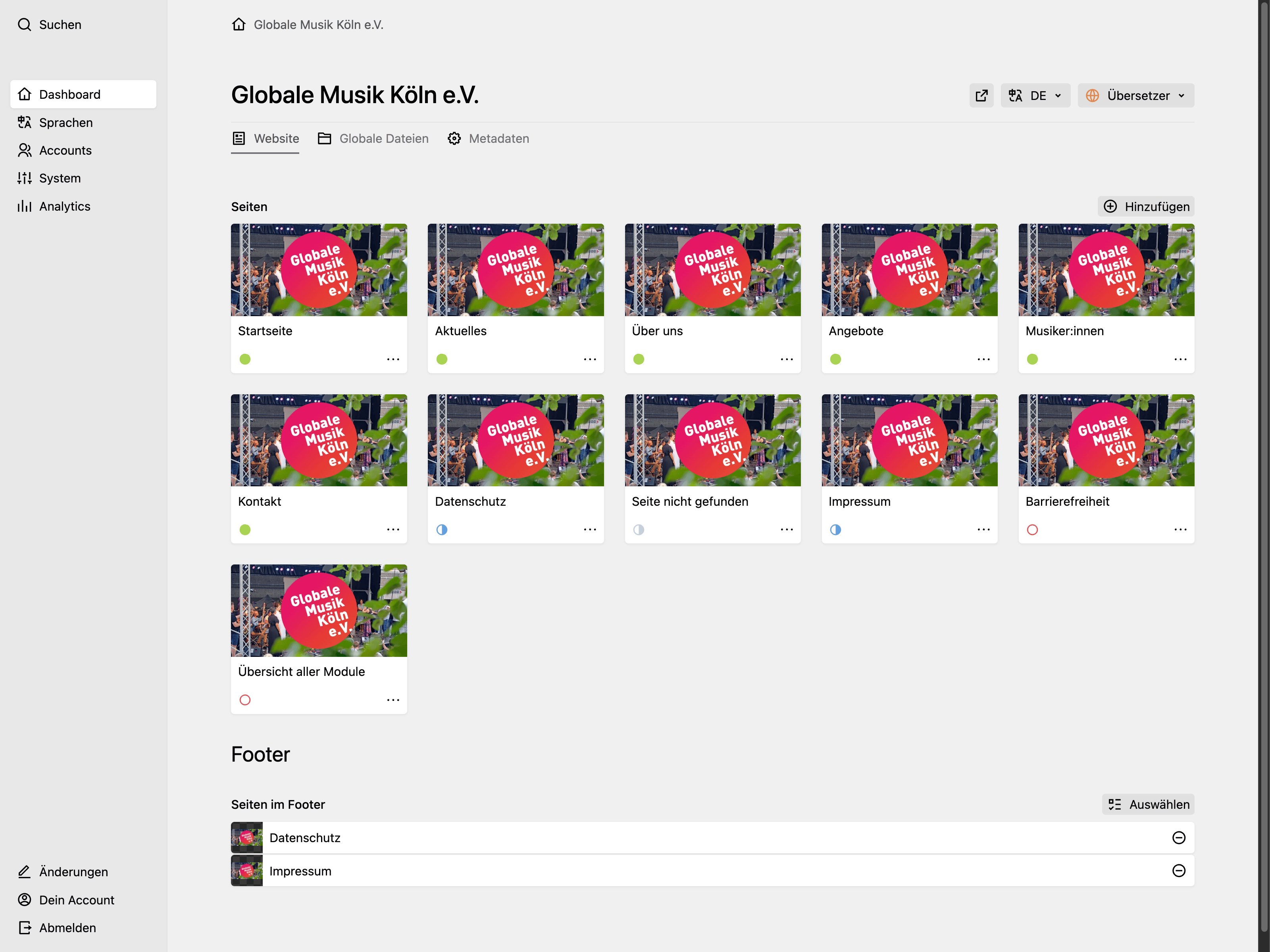 Panel screenshot of globalemusik.de