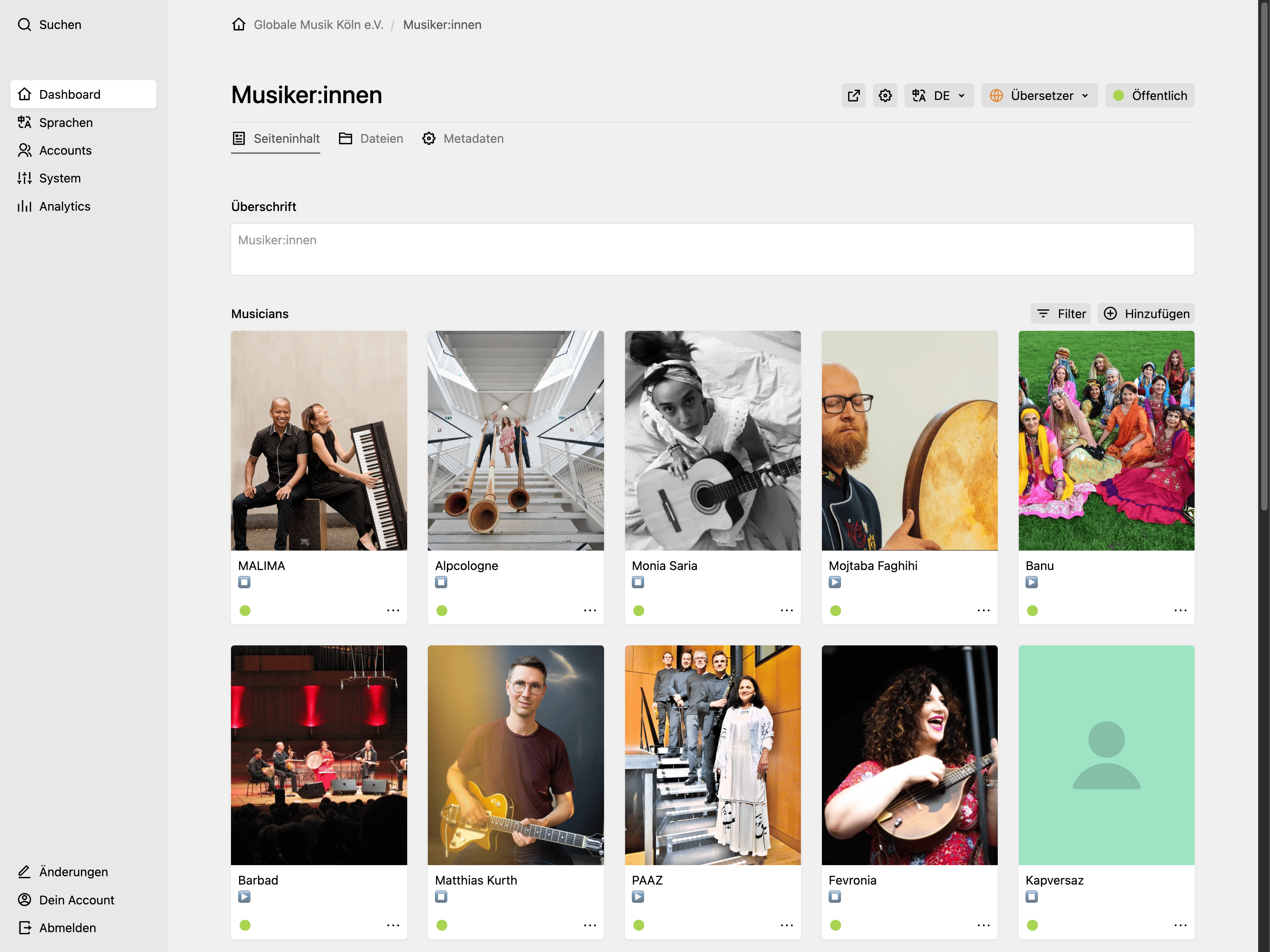 Panel screenshot of globalemusik.de