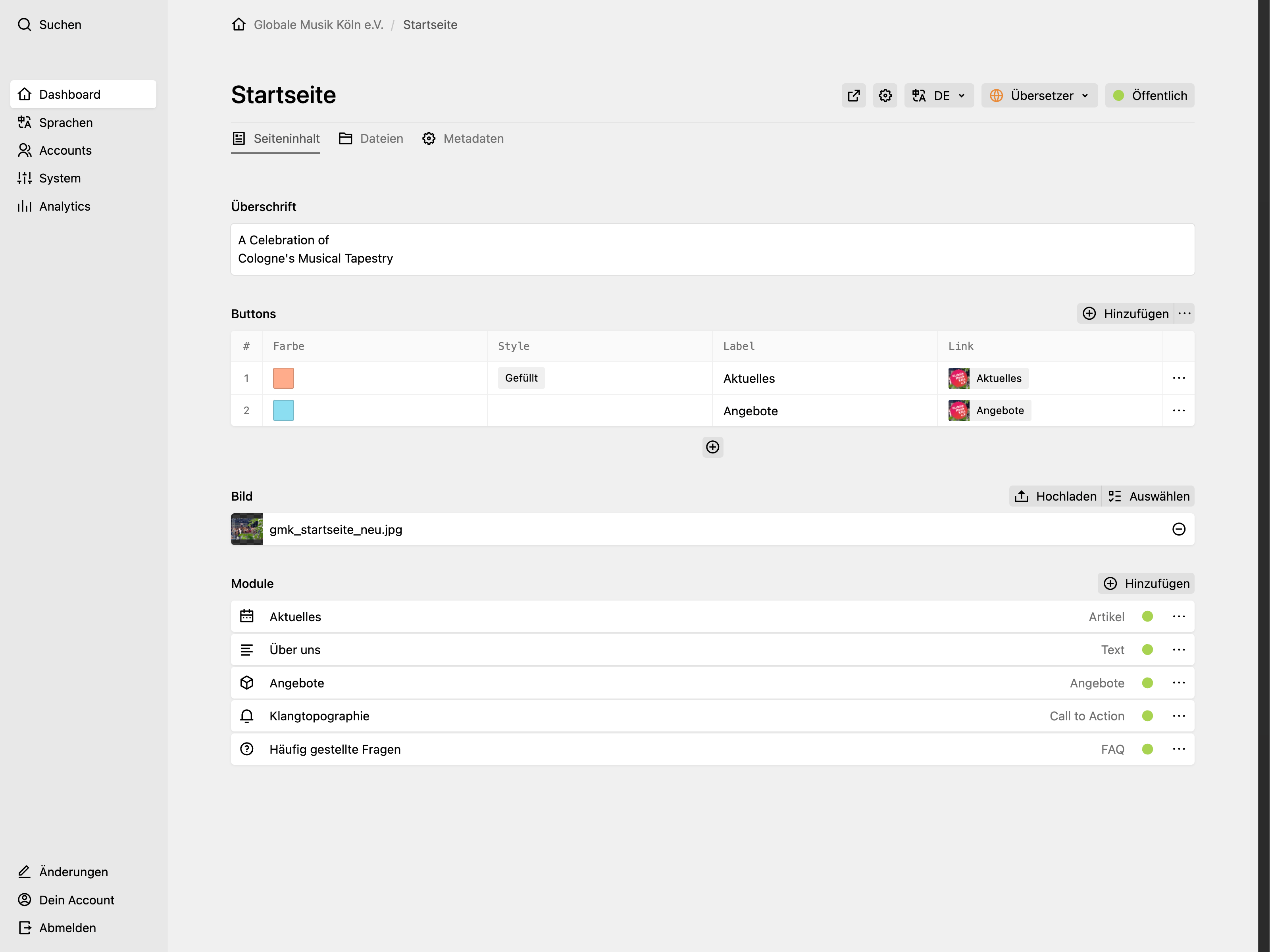 Panel screenshot of globalemusik.de
