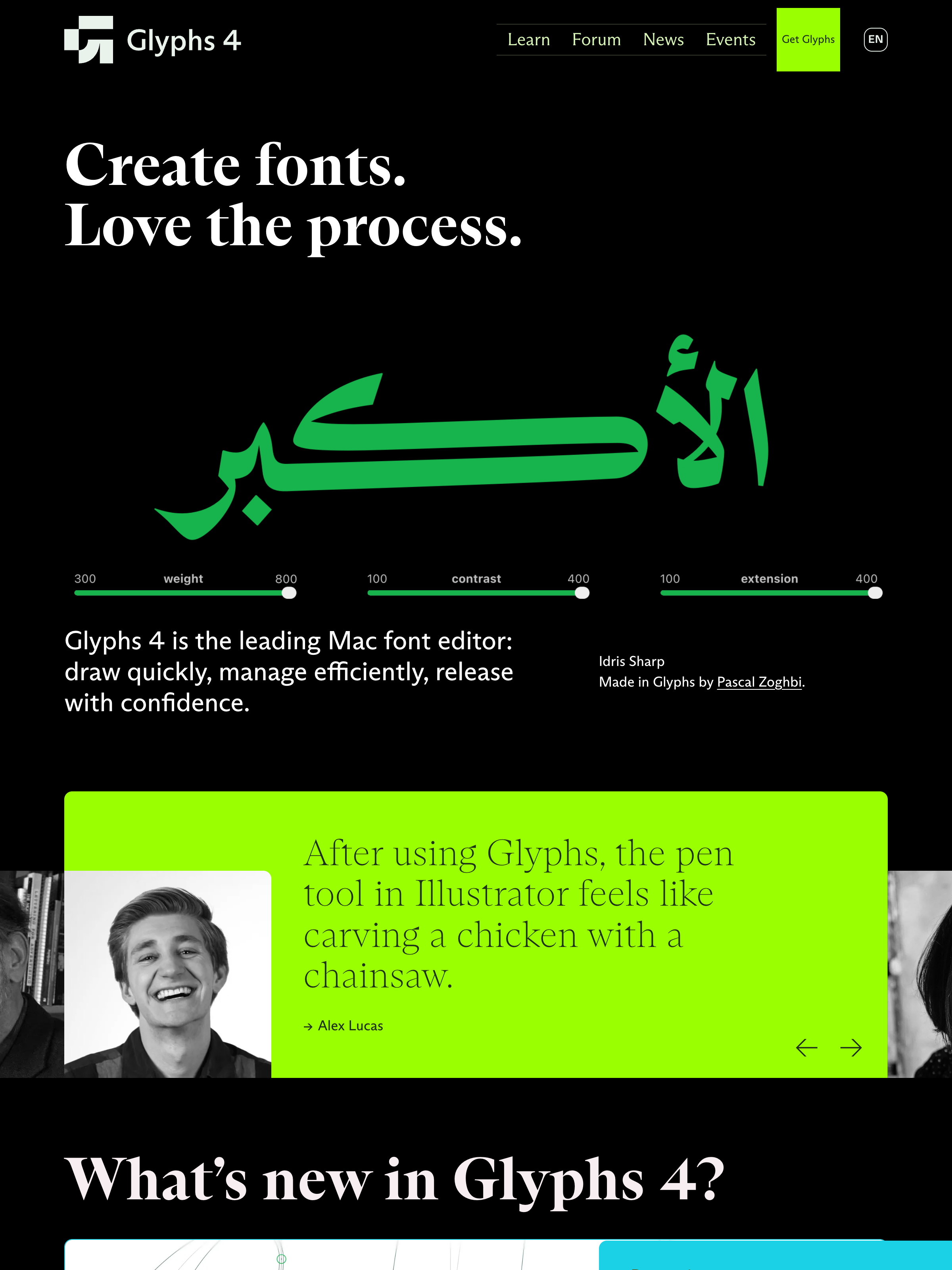 Screenshot of glyphsapp.com